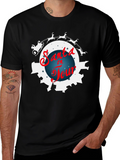 Santa on Tour Black T-Shirt