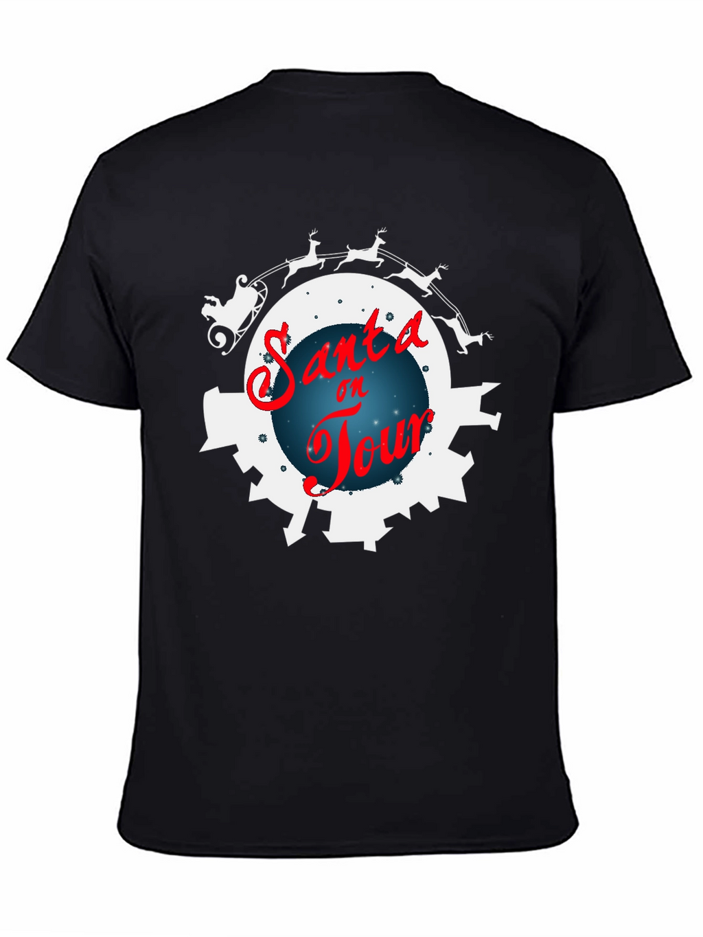 Santa on Tour Black T-Shirt