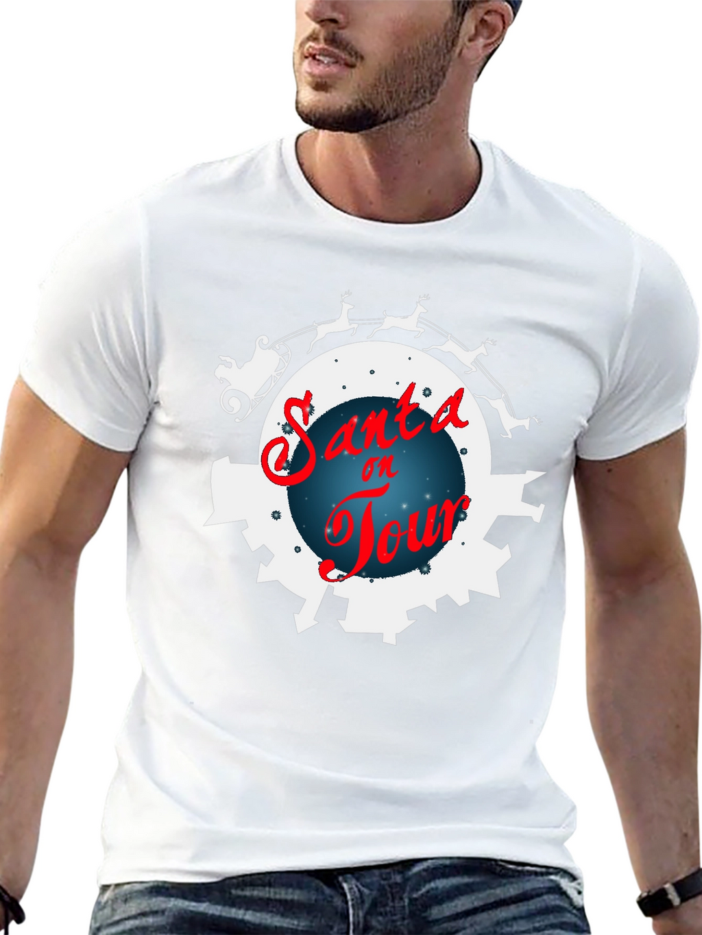 Santa on Tour Black T-Shirt