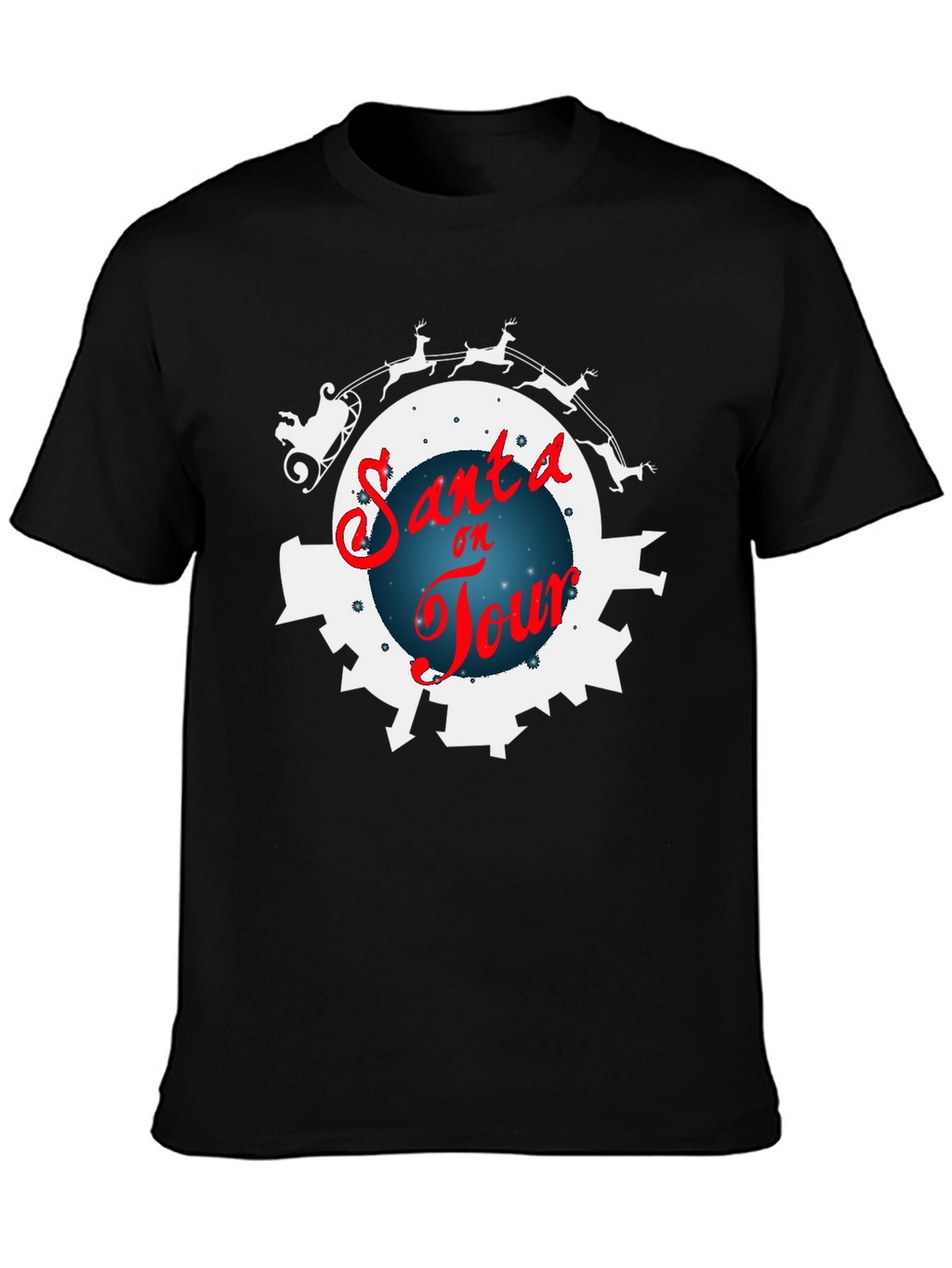 Santa on Tour Black T-Shirt