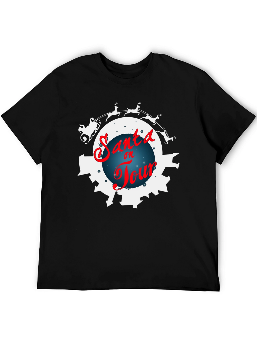 Santa on Tour Black T-Shirt