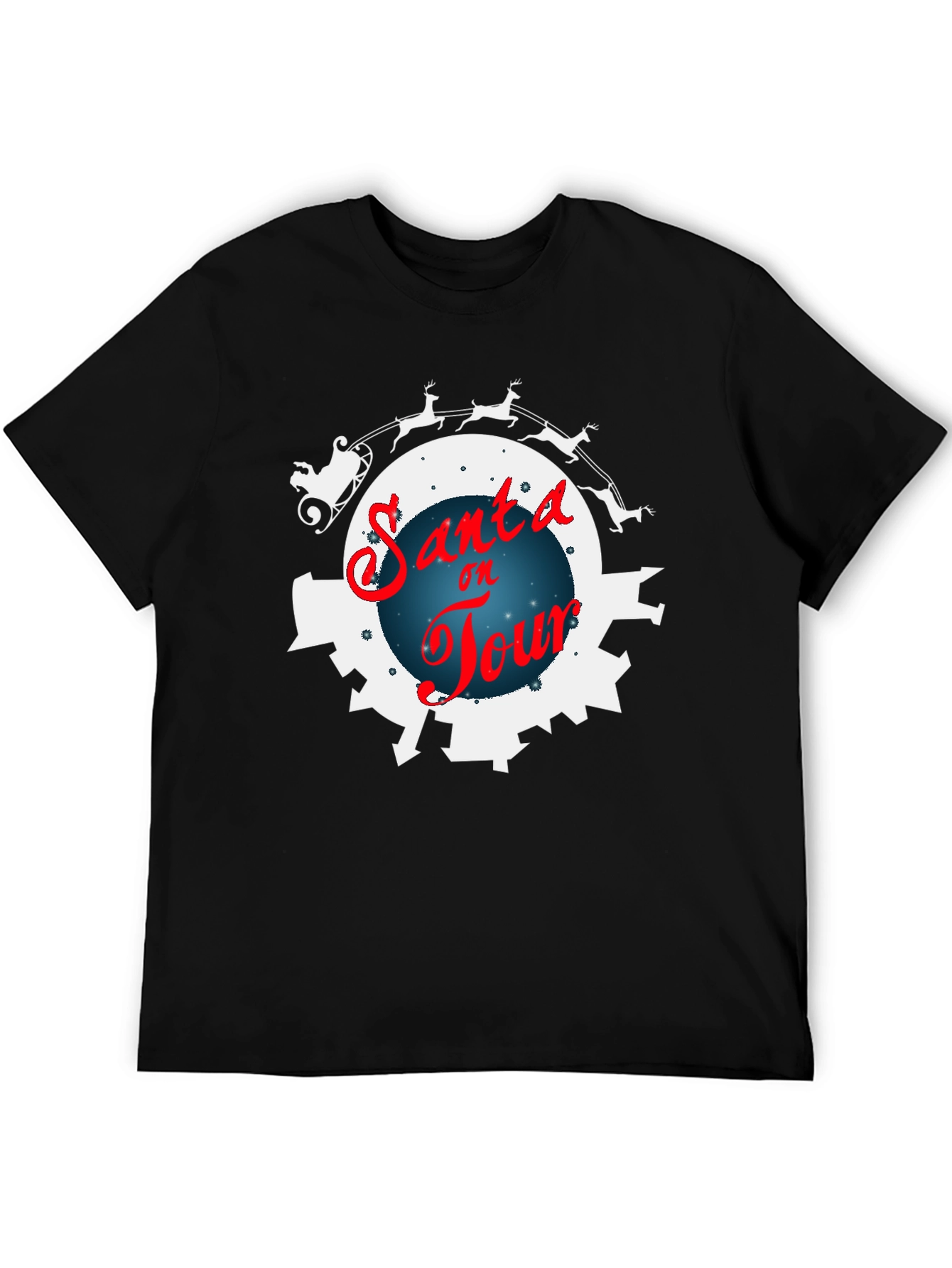 Santa on Tour Black T-Shirt