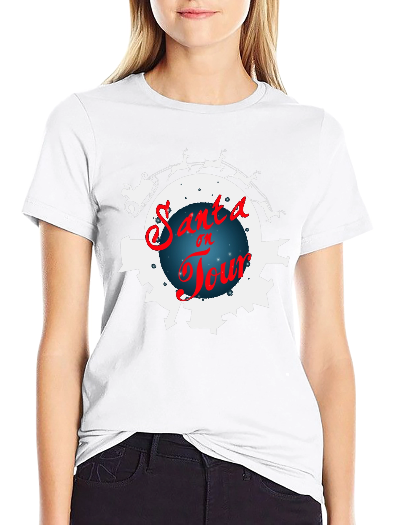 Santa on Tour Black T-Shirt