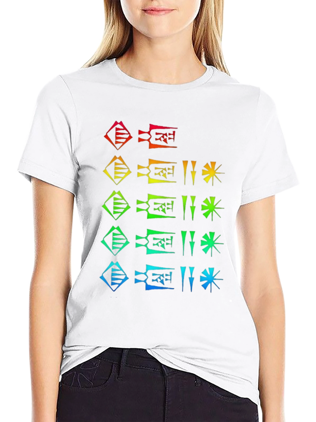 Rainbow Cuneiform Graphic Black T-Shirt