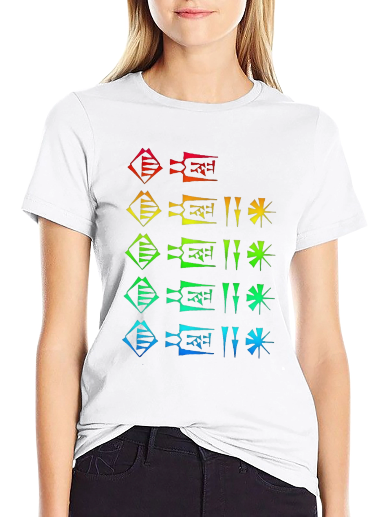 Rainbow Cuneiform Graphic Black T-Shirt