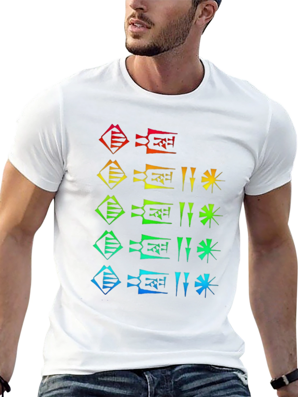 Rainbow Cuneiform Graphic Black T-Shirt