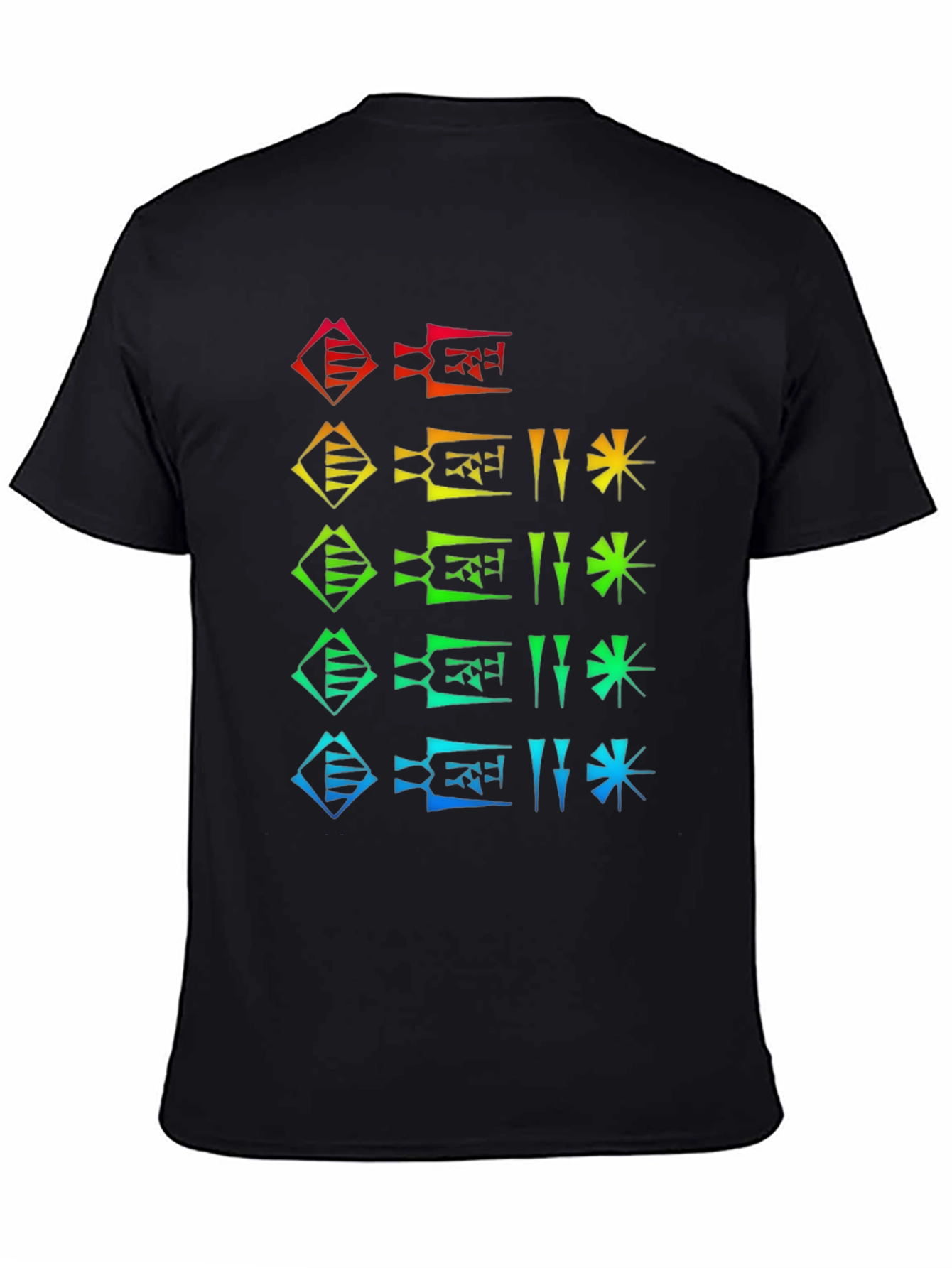 Rainbow Cuneiform Graphic Black T-Shirt