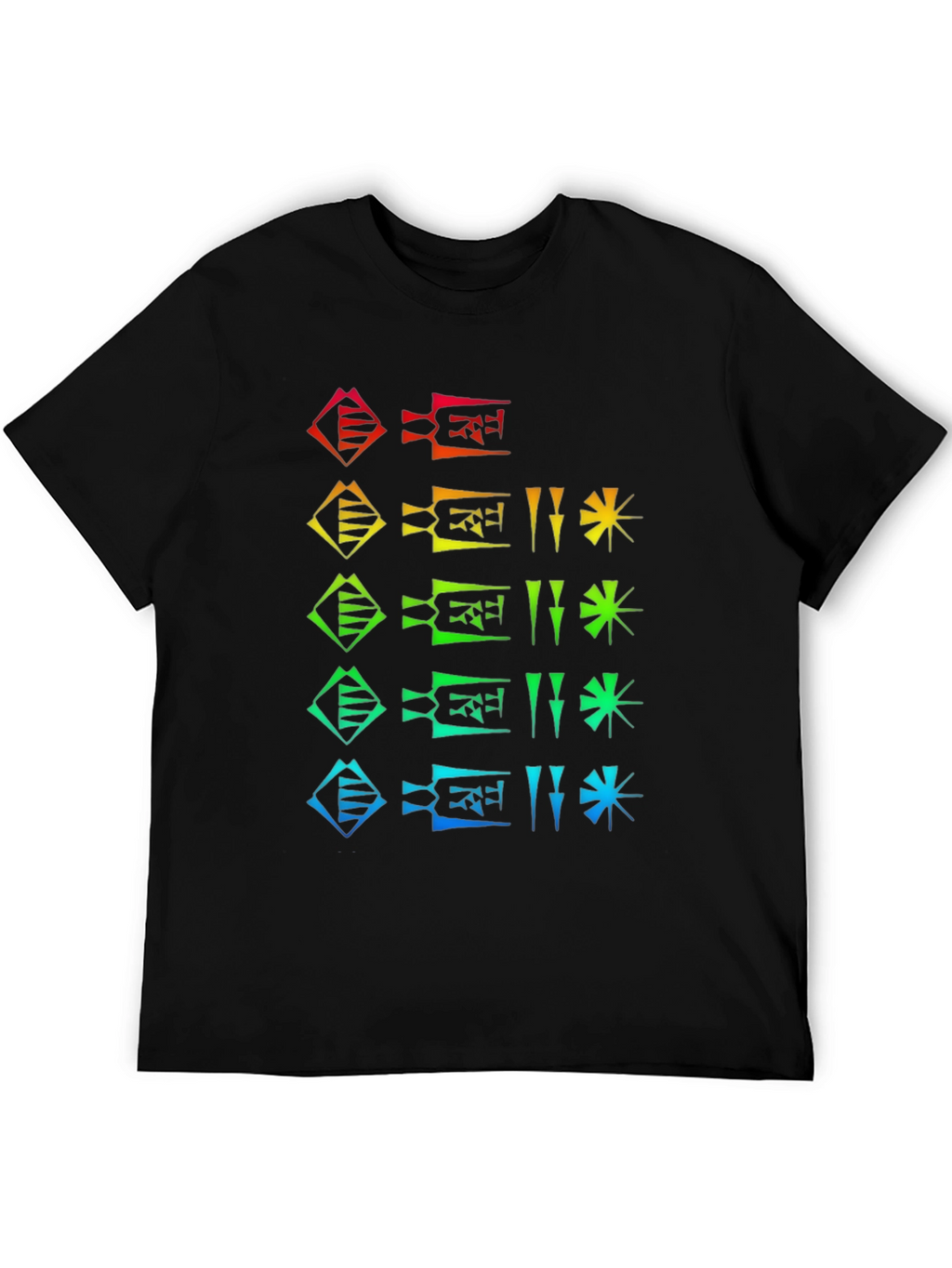 Rainbow Cuneiform Graphic Black T-Shirt