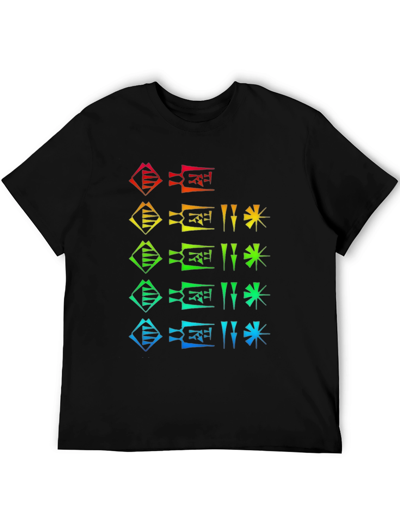 Rainbow Cuneiform Graphic Black T-Shirt