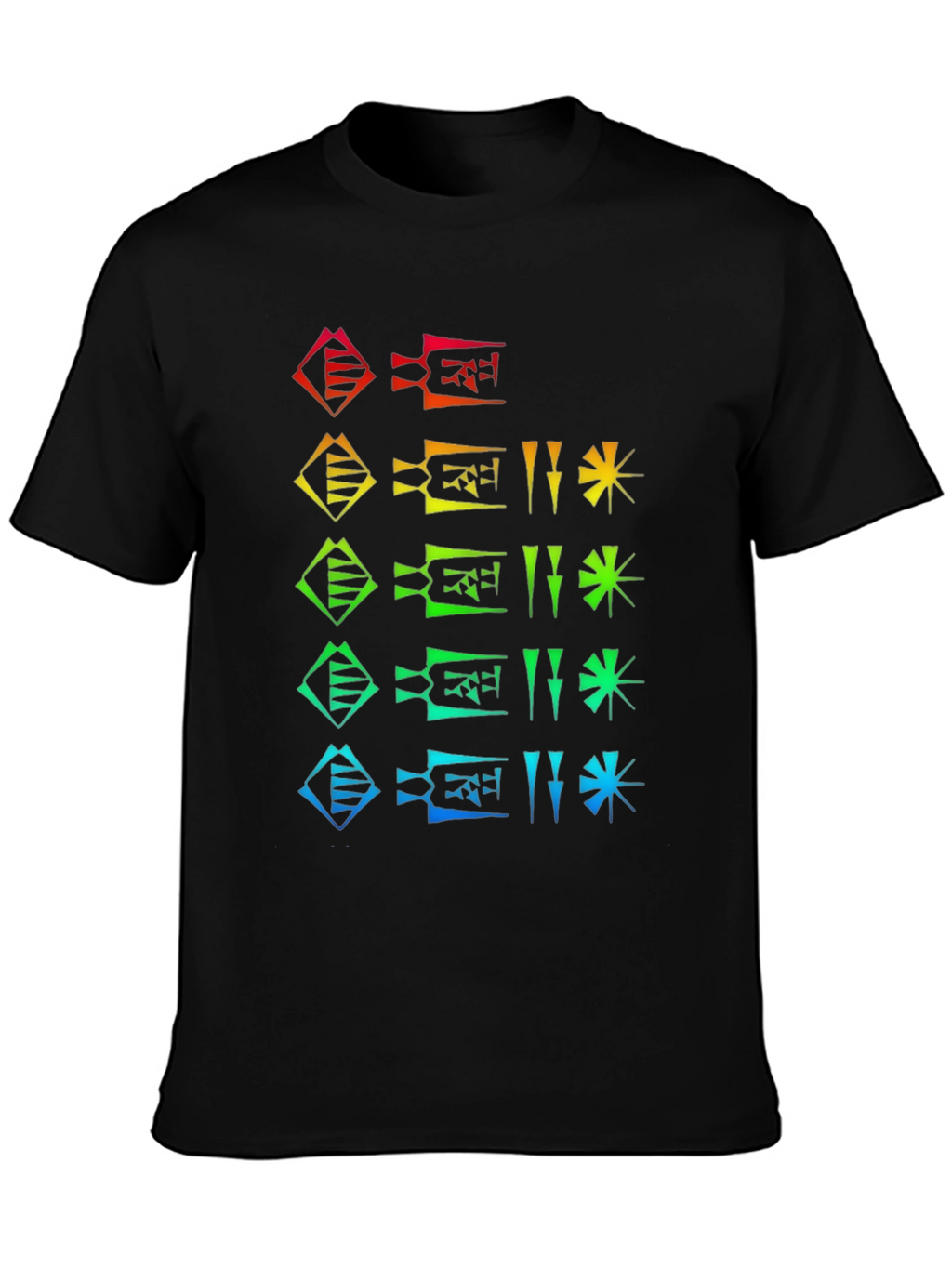 Rainbow Cuneiform Graphic Black T-Shirt