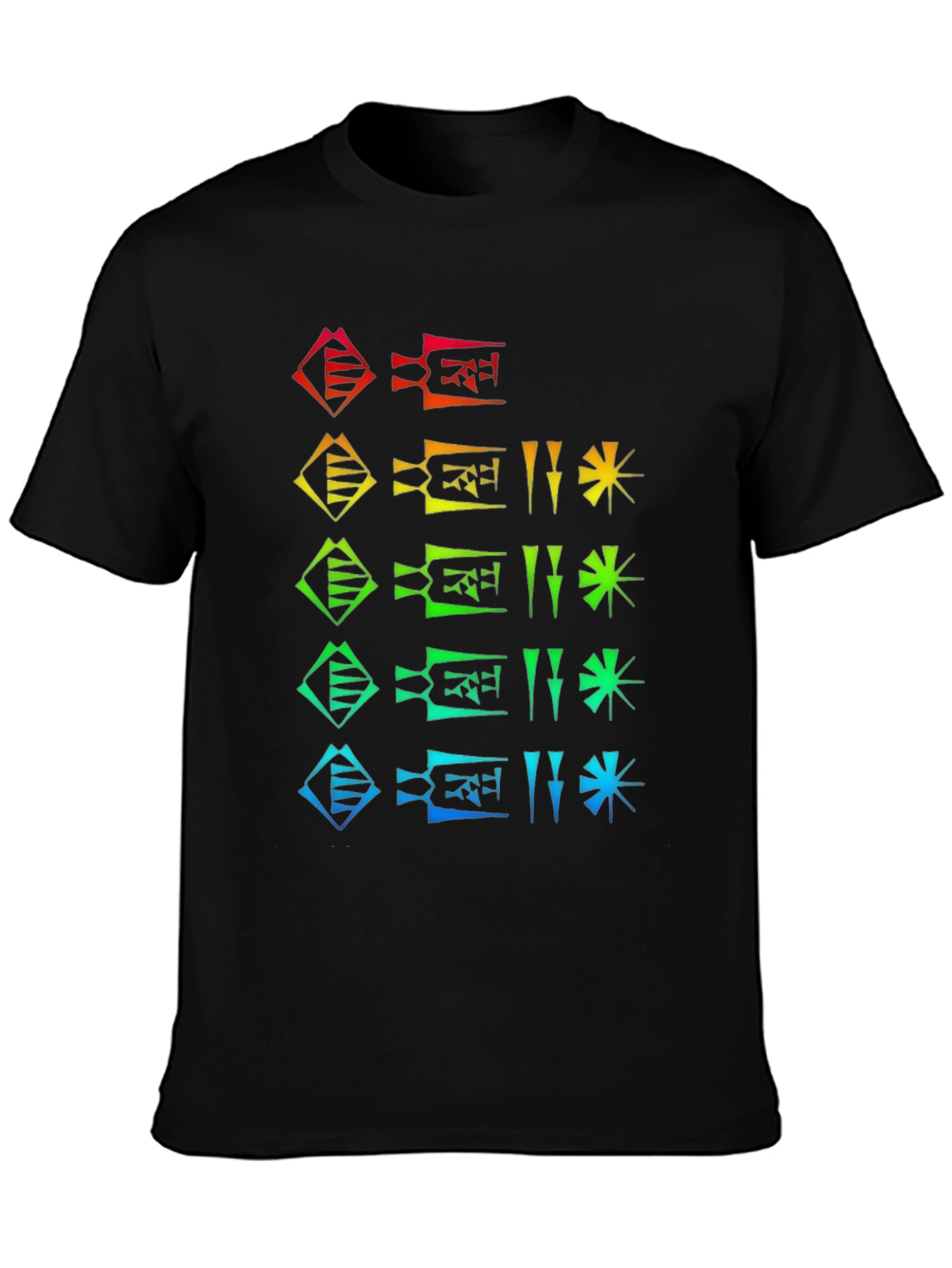Rainbow Cuneiform Graphic Black T-Shirt
