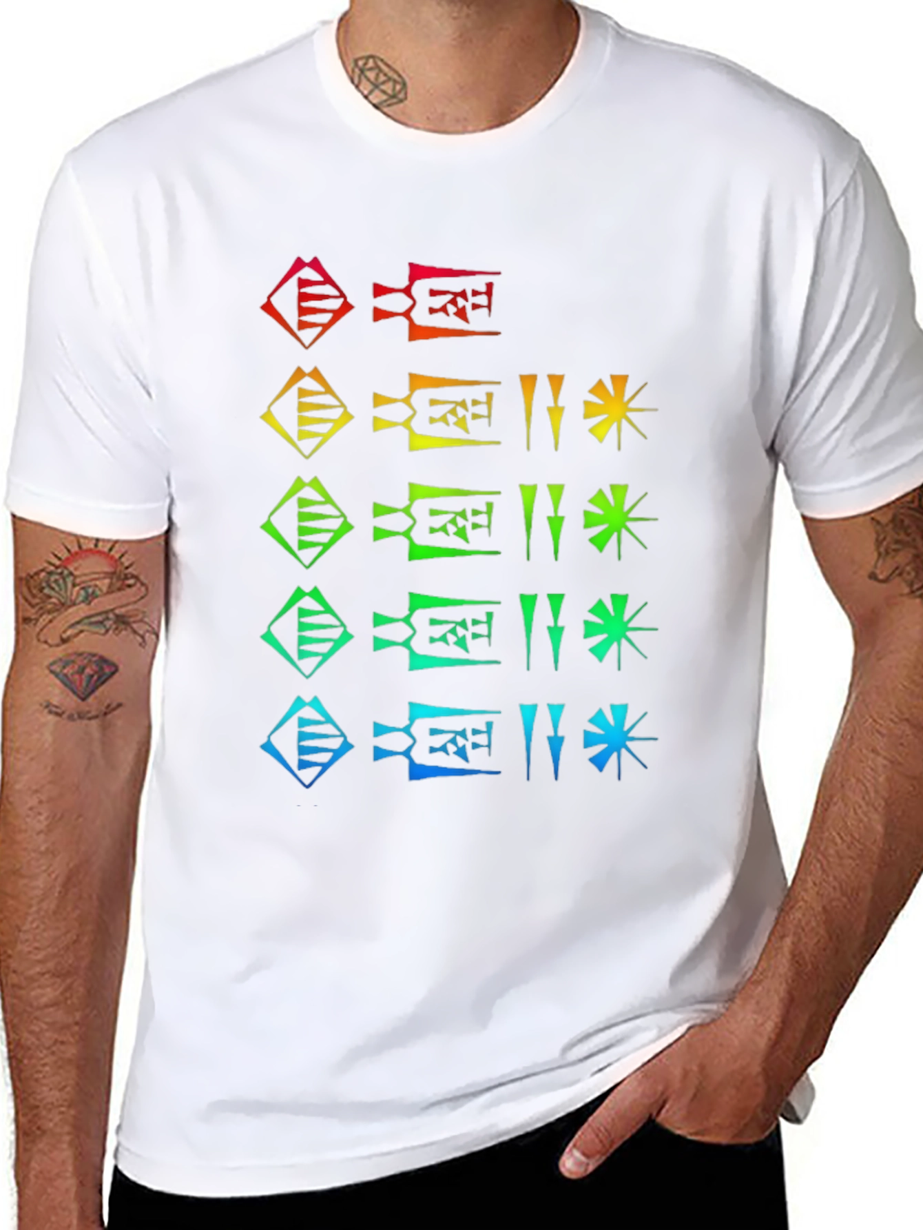 Rainbow Cuneiform Graphic Black T-Shirt