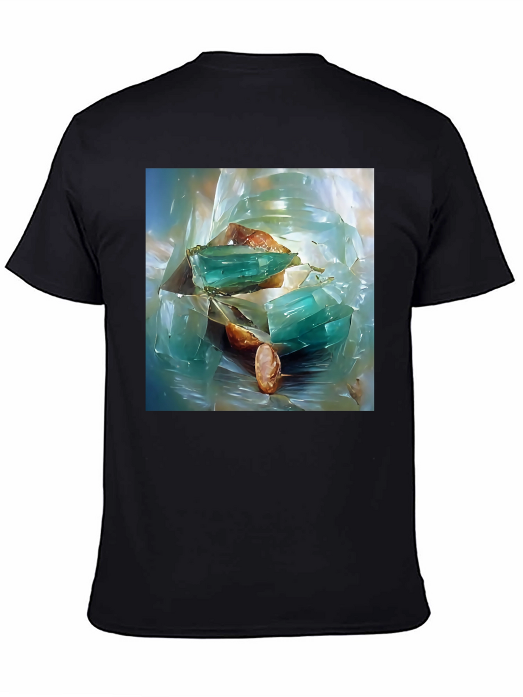 Abstract Gemstone Print Black T-Shirt