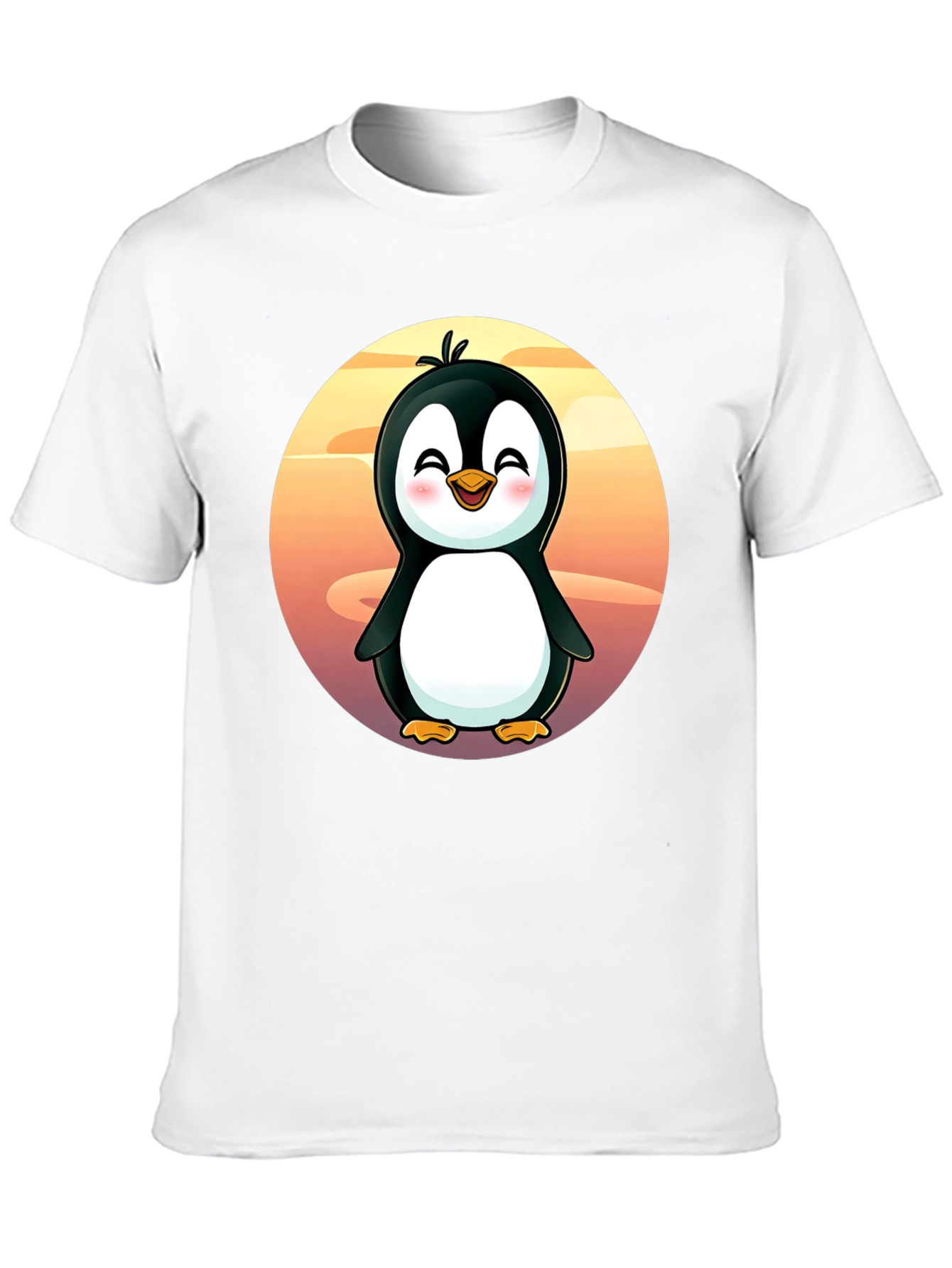 Cute Penguin Graphic Tee - Black Cotton Shirt