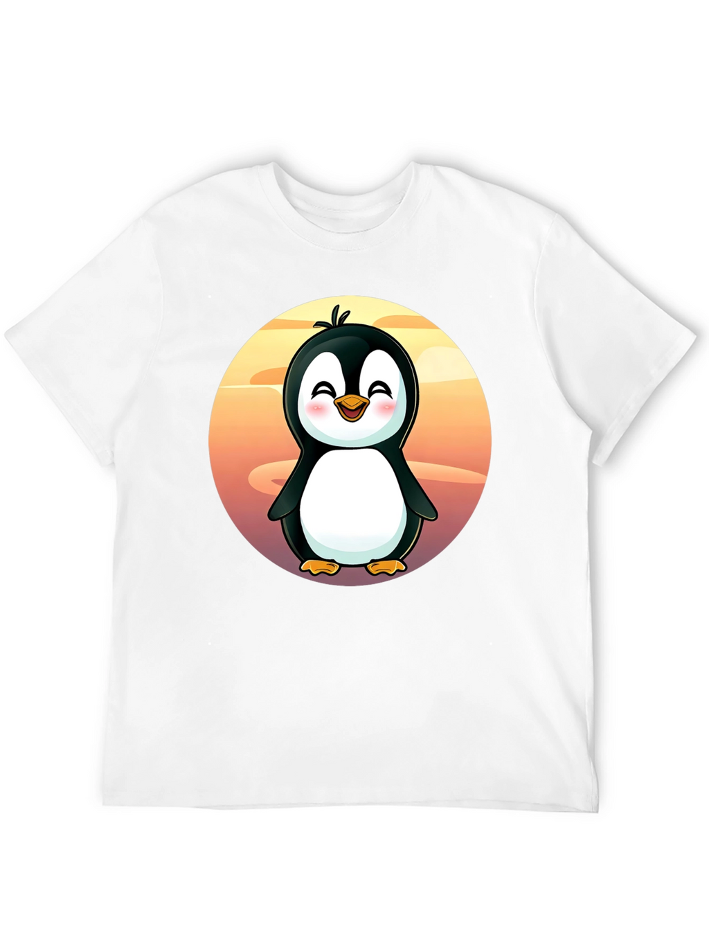 Cute Penguin Graphic Tee - Black Cotton Shirt