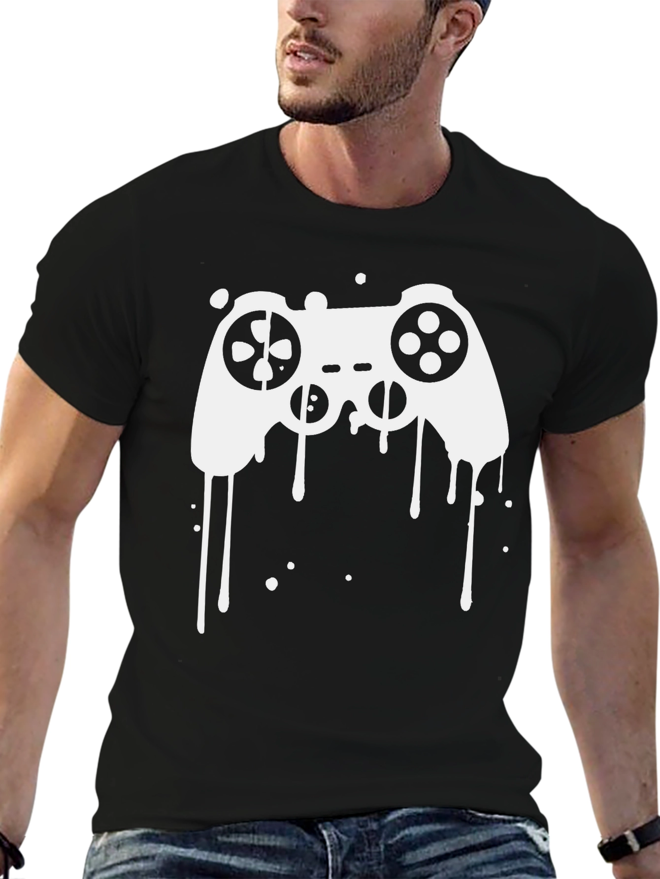 Gaming Controller Graphic Tee - Black Cotton T-Shirt