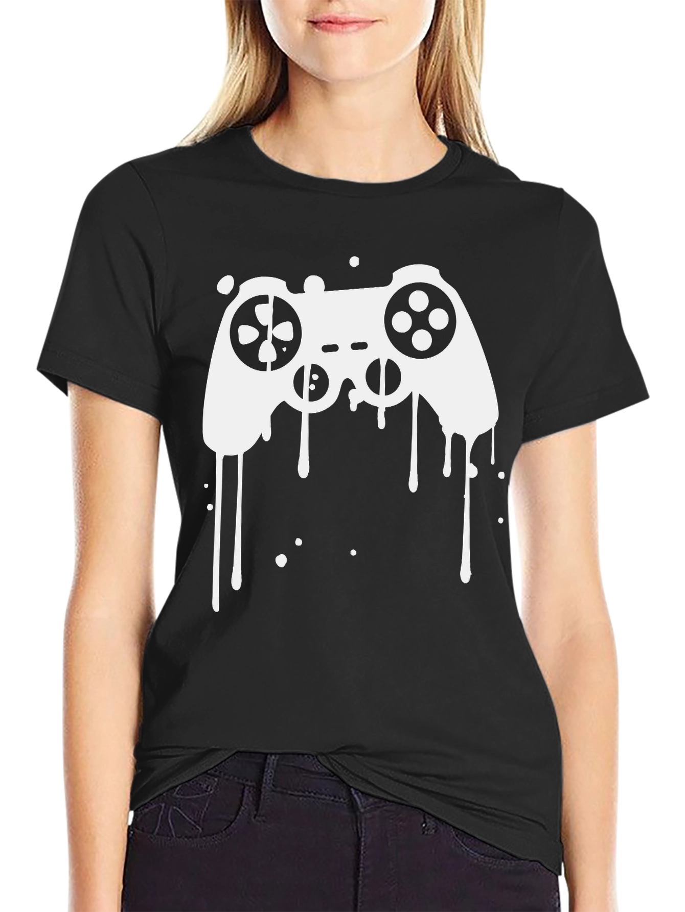 Gaming Controller Graphic Tee - Black Cotton T-Shirt