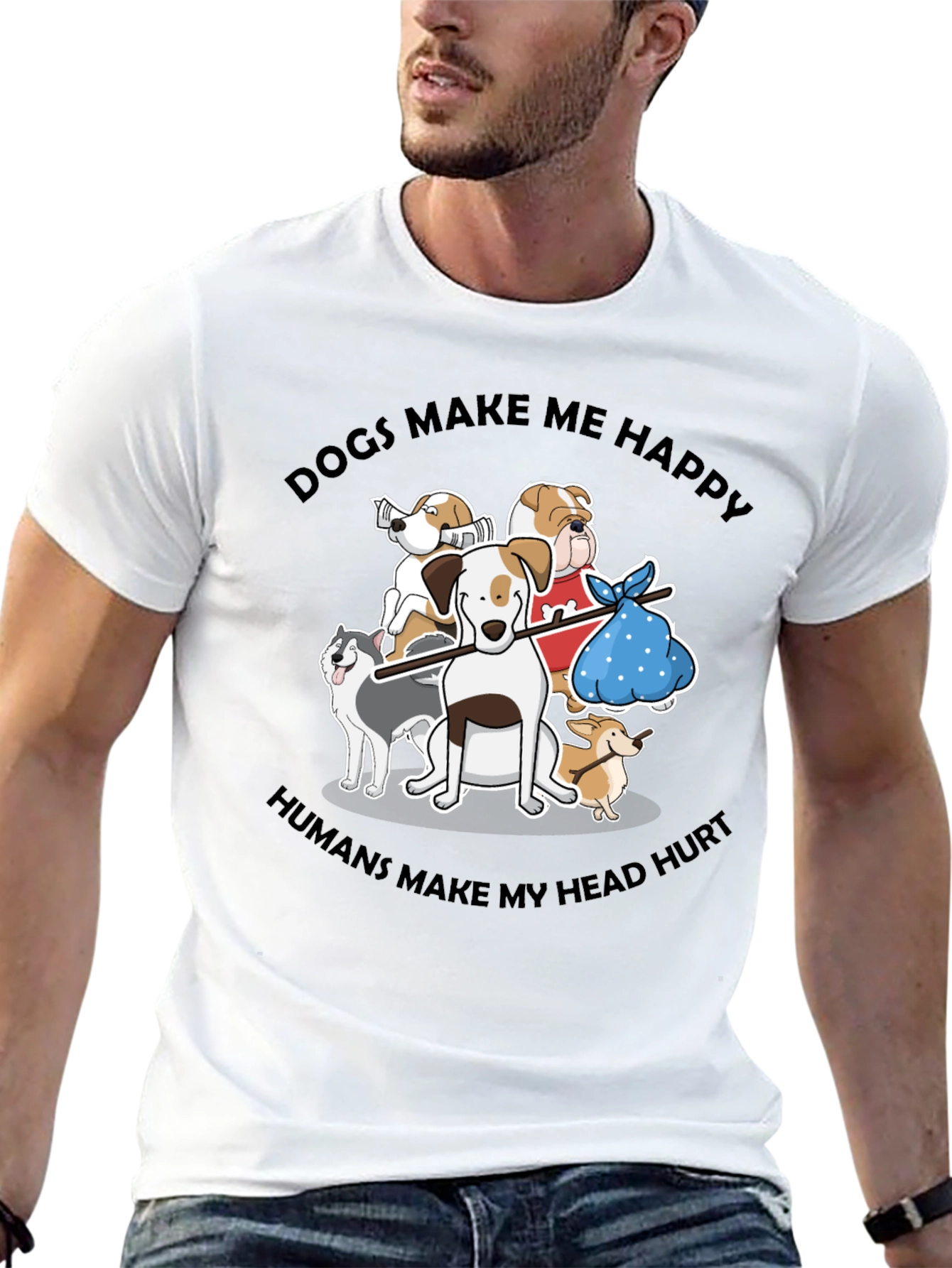 Dogs Make Me Happy Graphic Tee