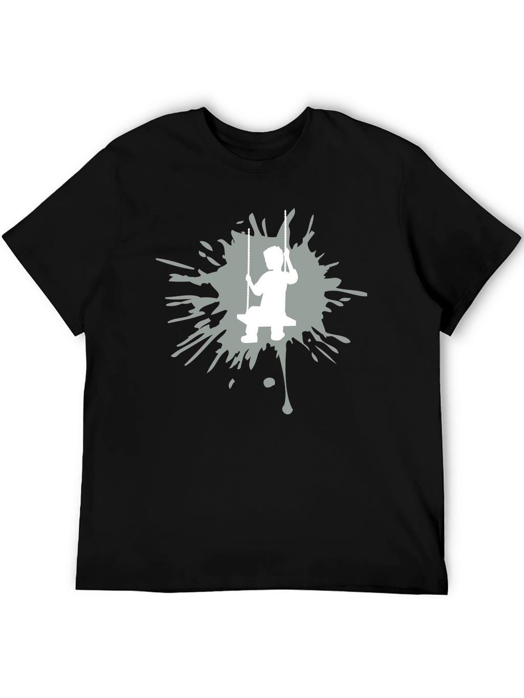 Boy on Swing Graphic Tee - Black Cotton Blend