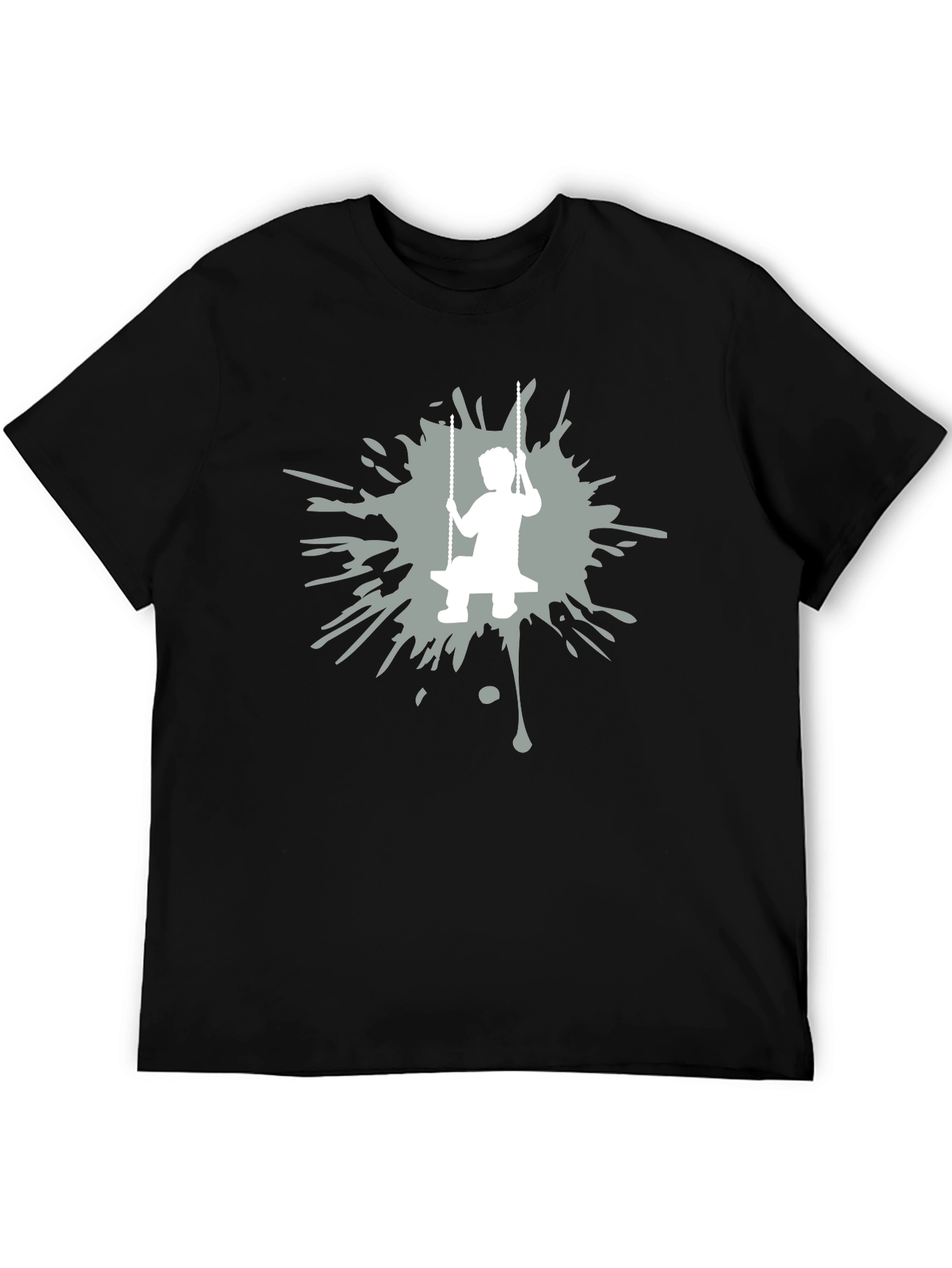 Boy on Swing Graphic Tee - Black Cotton Blend