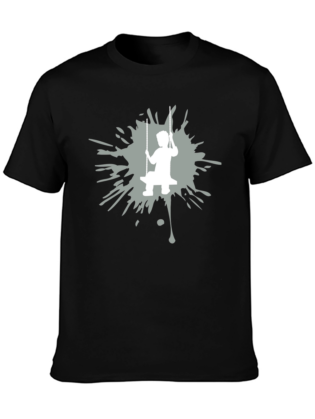 Boy on Swing Graphic Tee - Black Cotton Blend