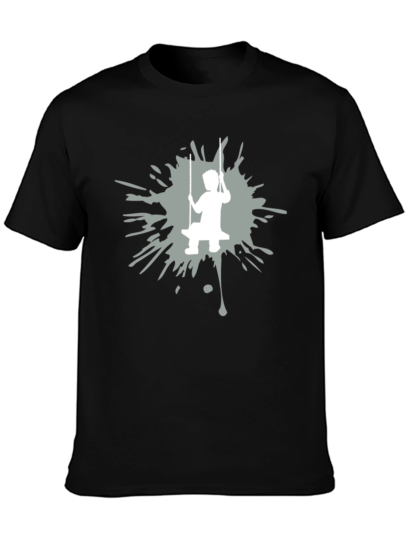 Boy on Swing Graphic Tee - Black Cotton Blend