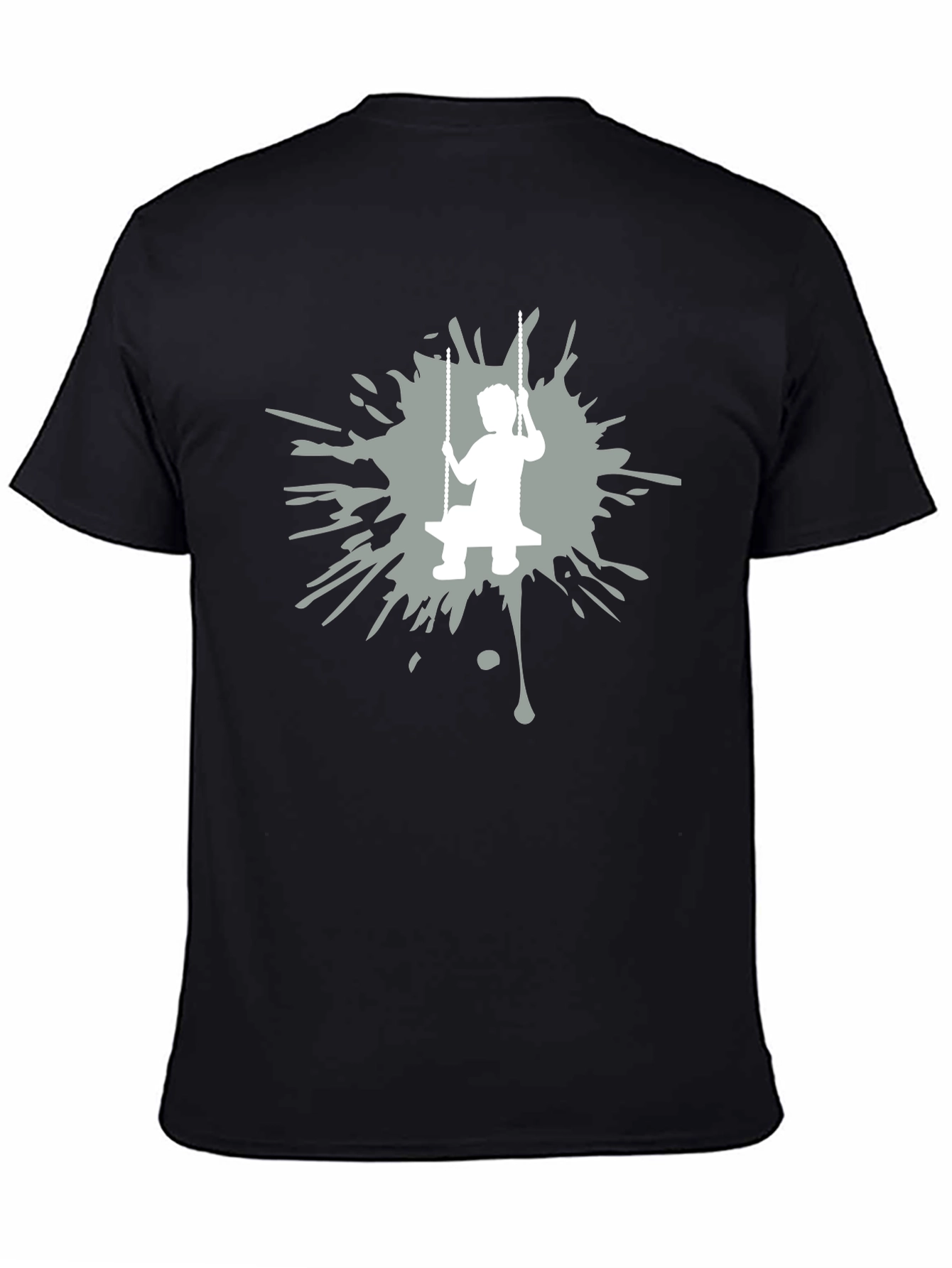 Boy on Swing Graphic Tee - Black Cotton Blend