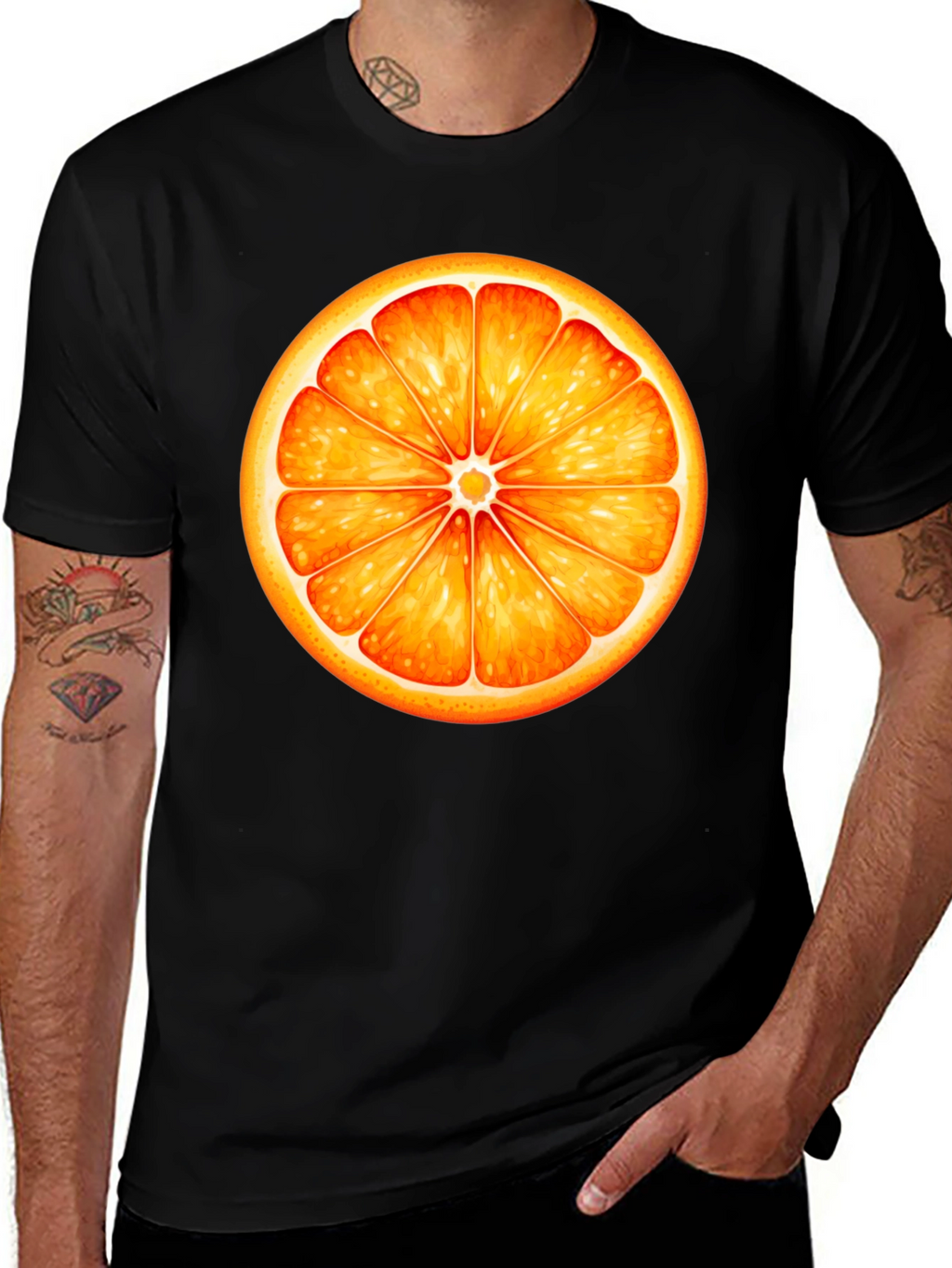 Orange Slice Graphic Black T-Shirt