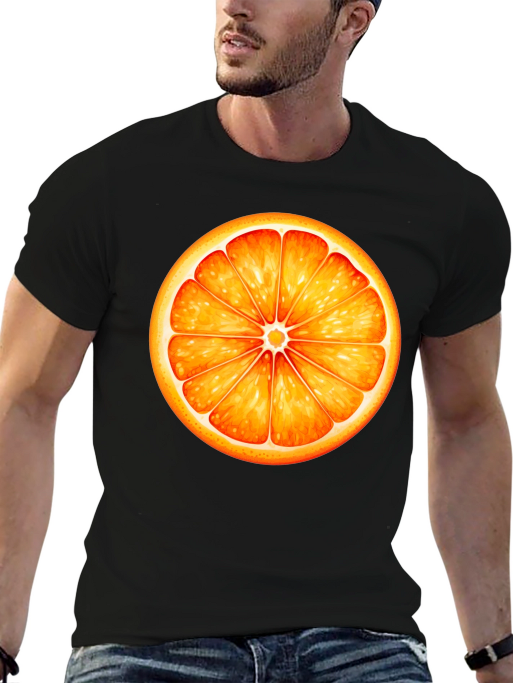 Orange Slice Graphic Black T-Shirt