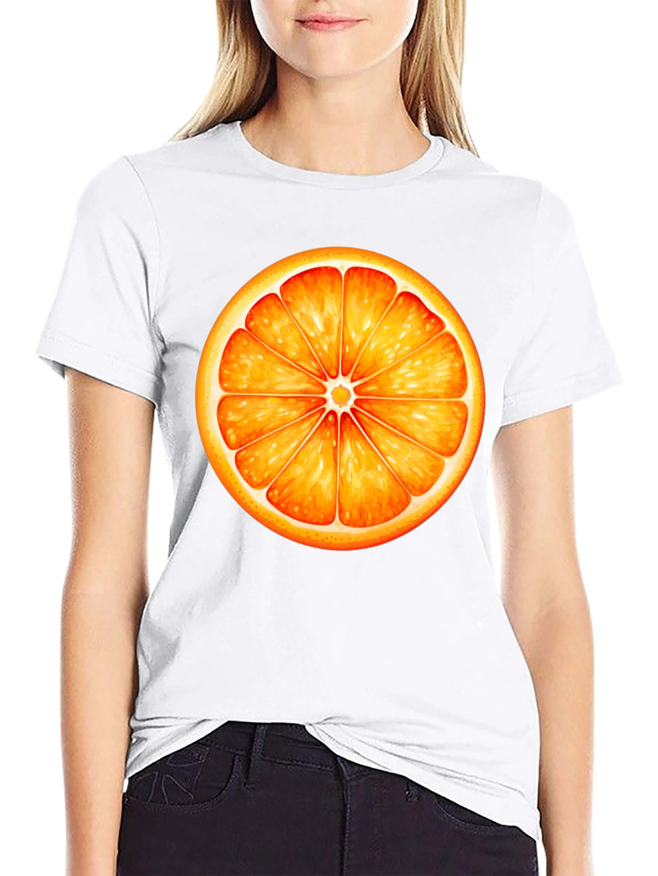 Orange Slice Graphic Black T-Shirt
