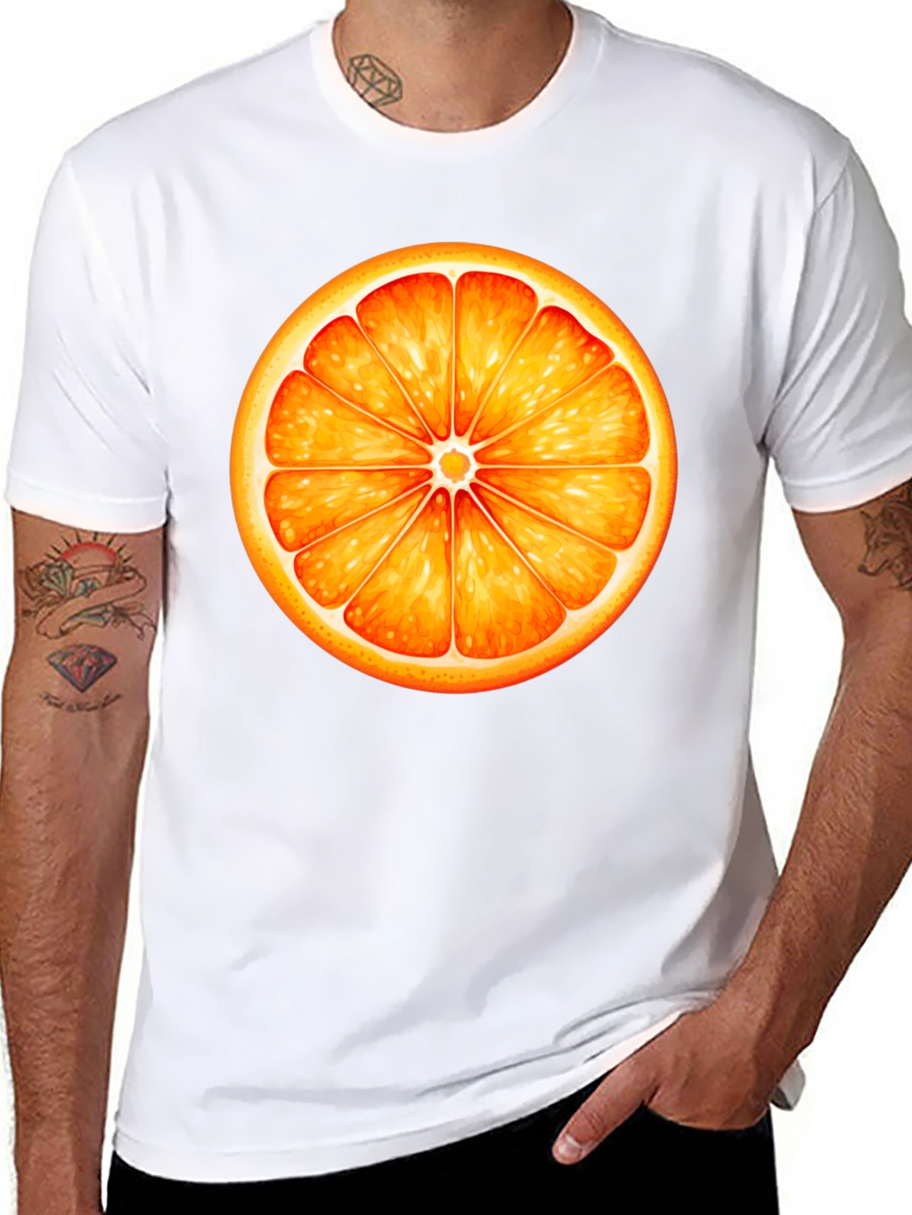 Orange Slice Graphic Black T-Shirt