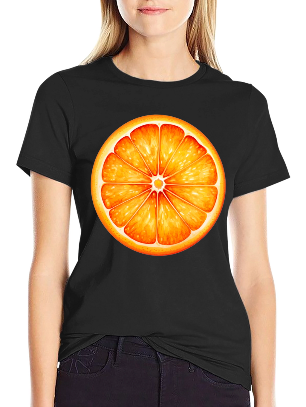 Orange Slice Graphic Black T-Shirt