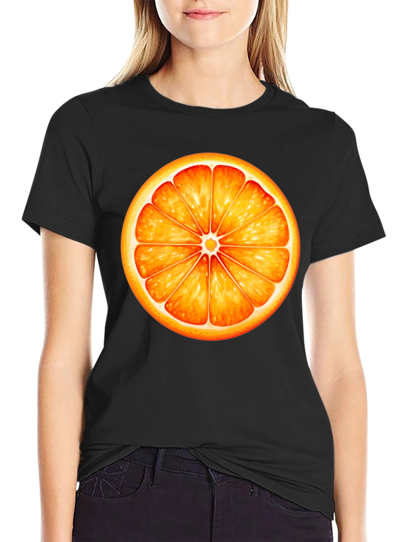 Orange Slice Graphic Black T-Shirt