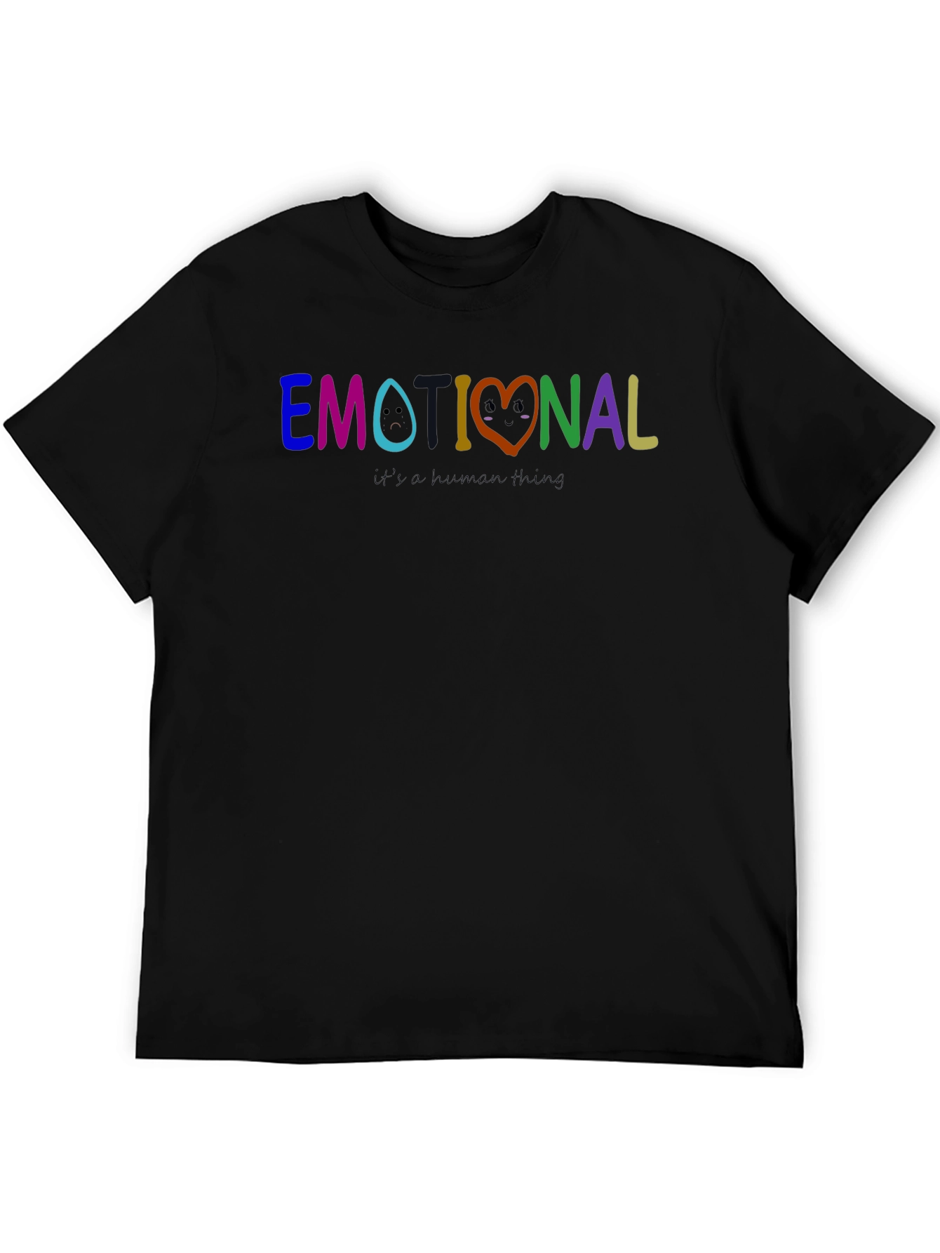 Emotional Rainbow Graphic Tee - Black