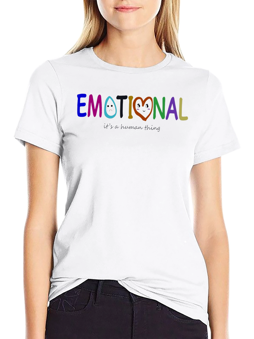 Emotional Rainbow Graphic Tee - Black