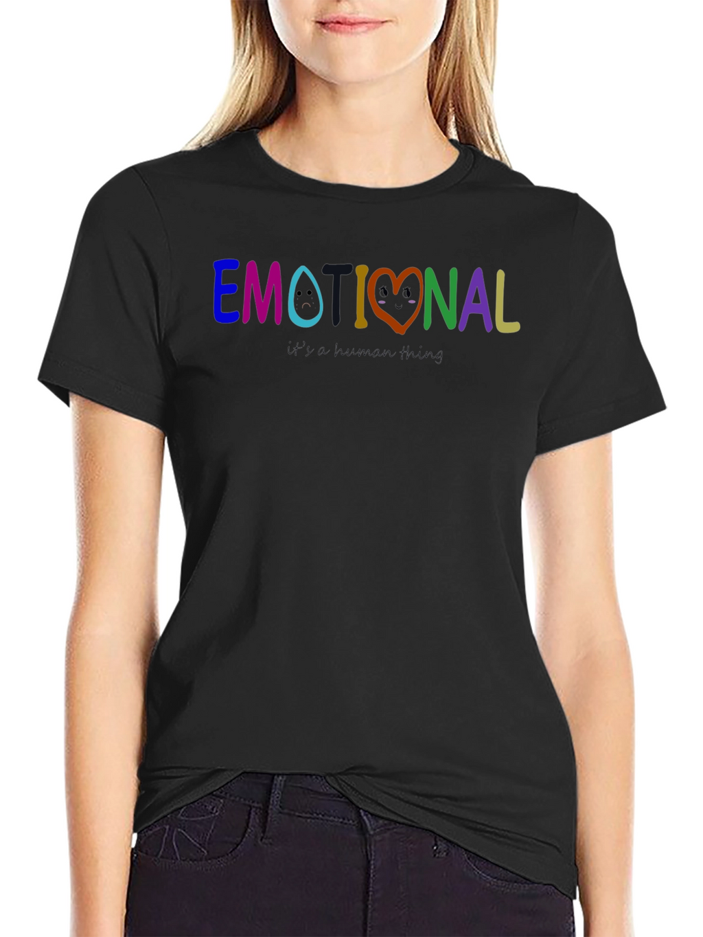 Emotional Rainbow Graphic Tee - Black