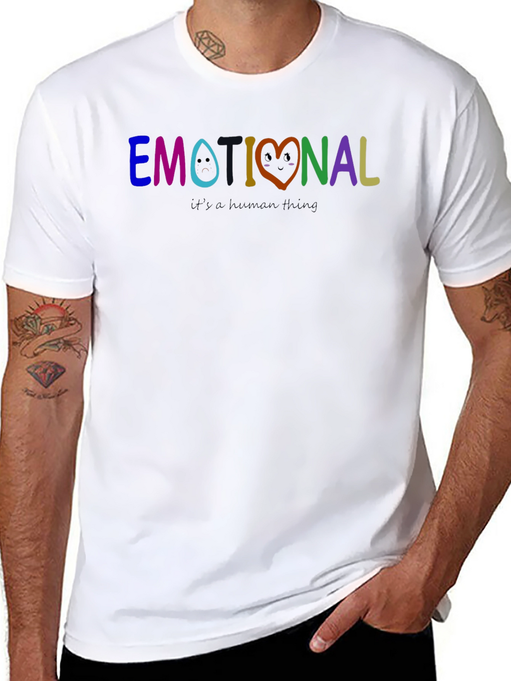 Emotional Rainbow Graphic Tee - Black