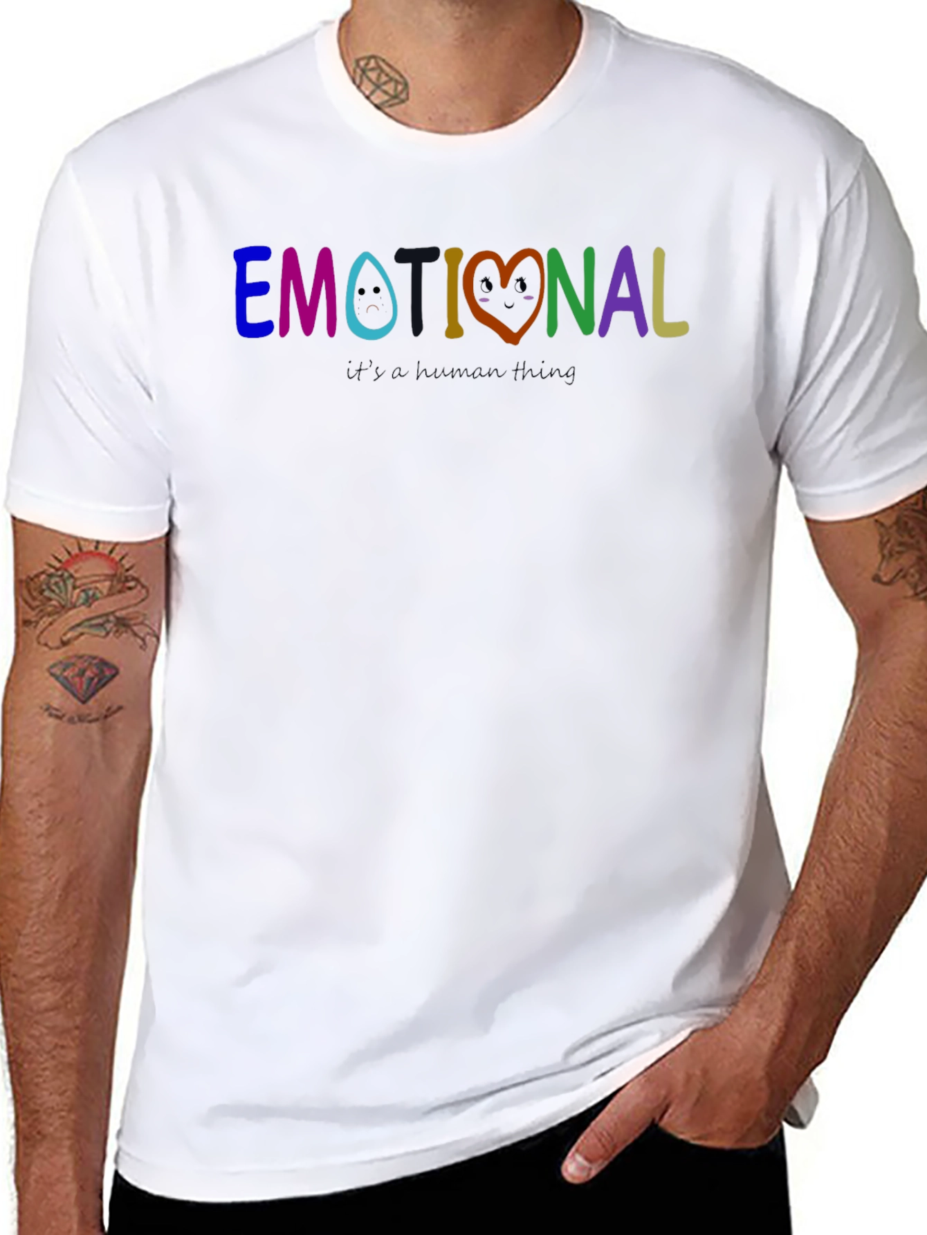 Emotional Rainbow Graphic Tee - Black