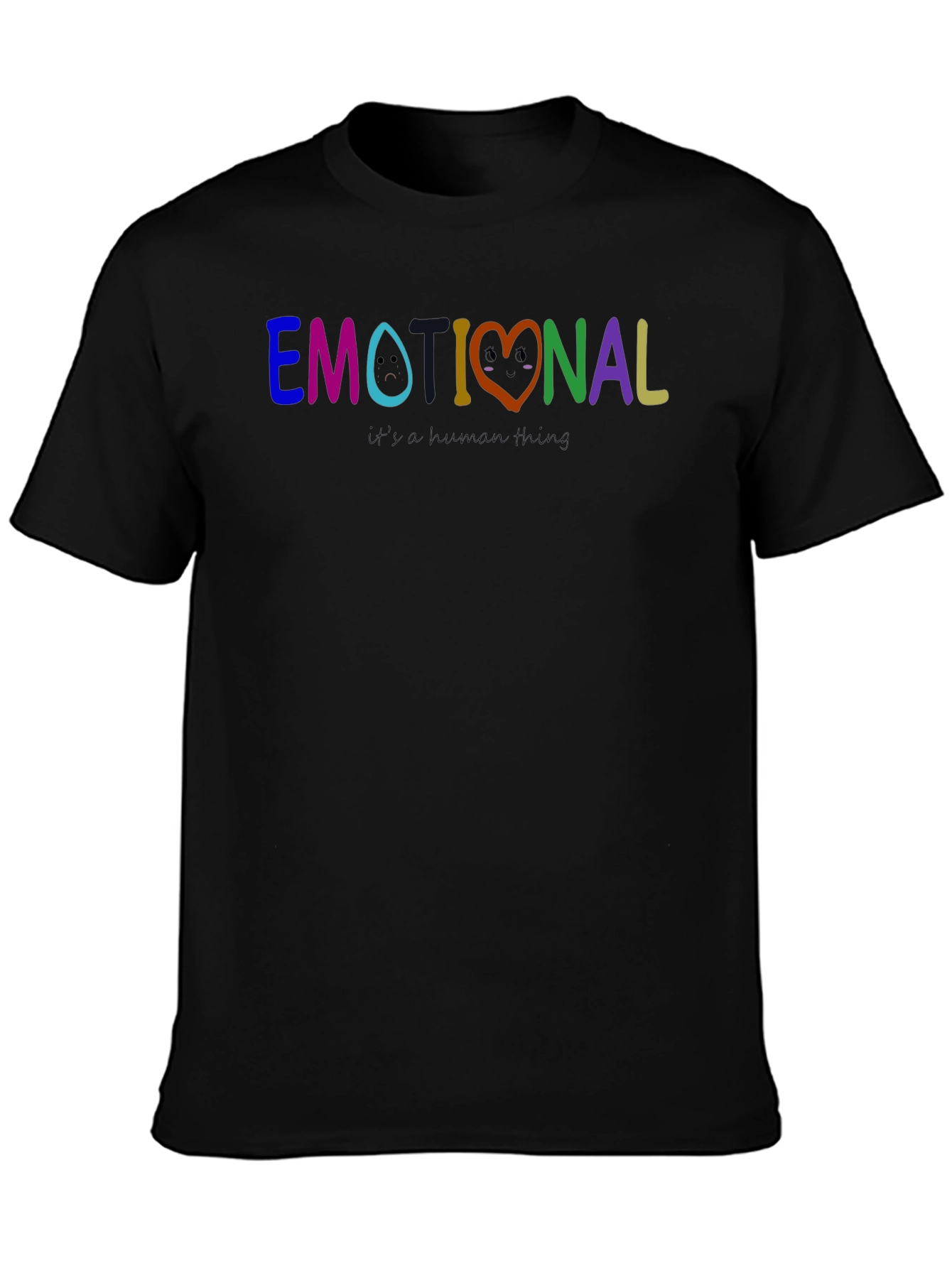 Emotional Rainbow Graphic Tee - Black