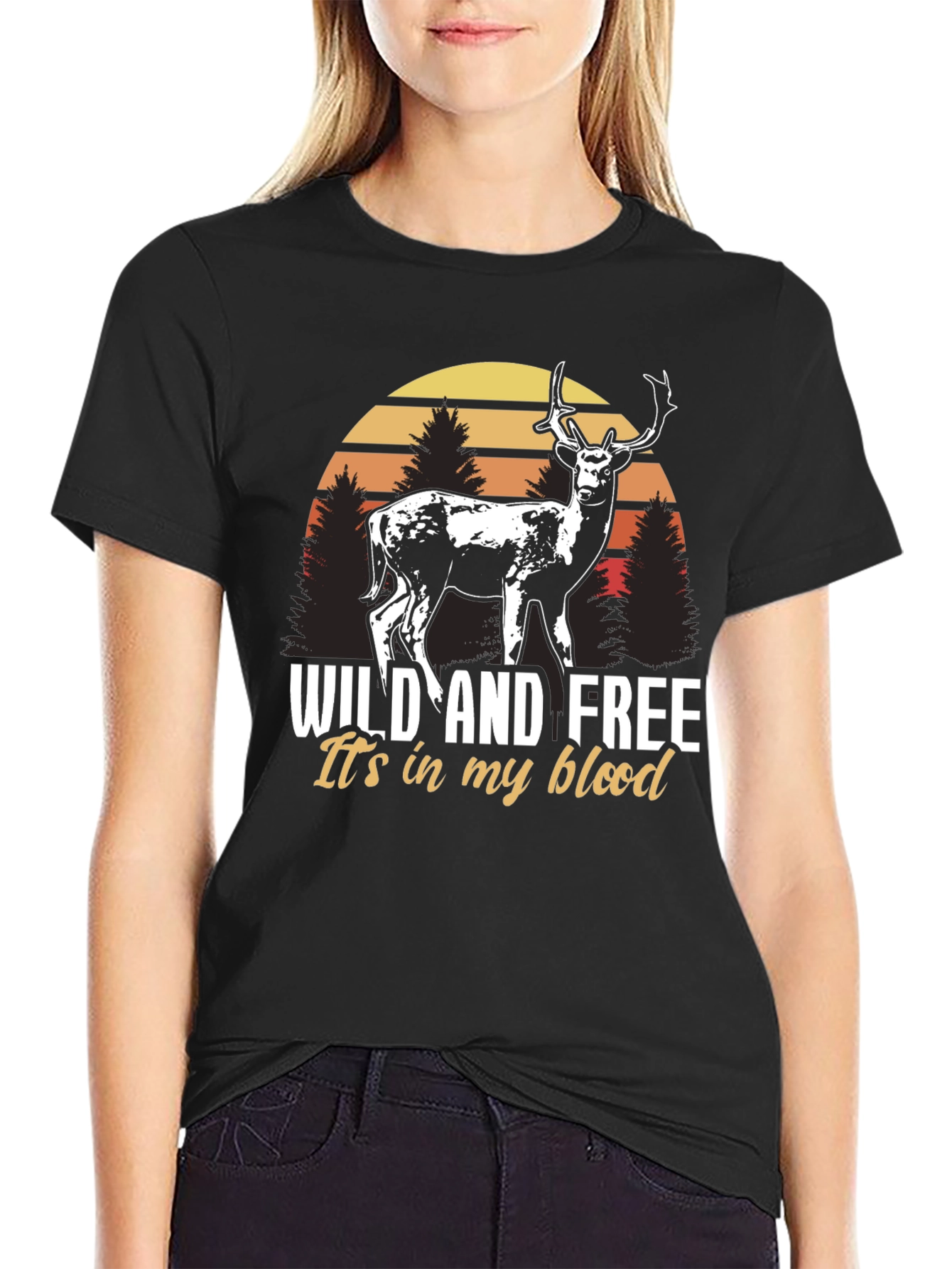 Wild and Free Deer Graphic Tee - Nature Lover Shirt