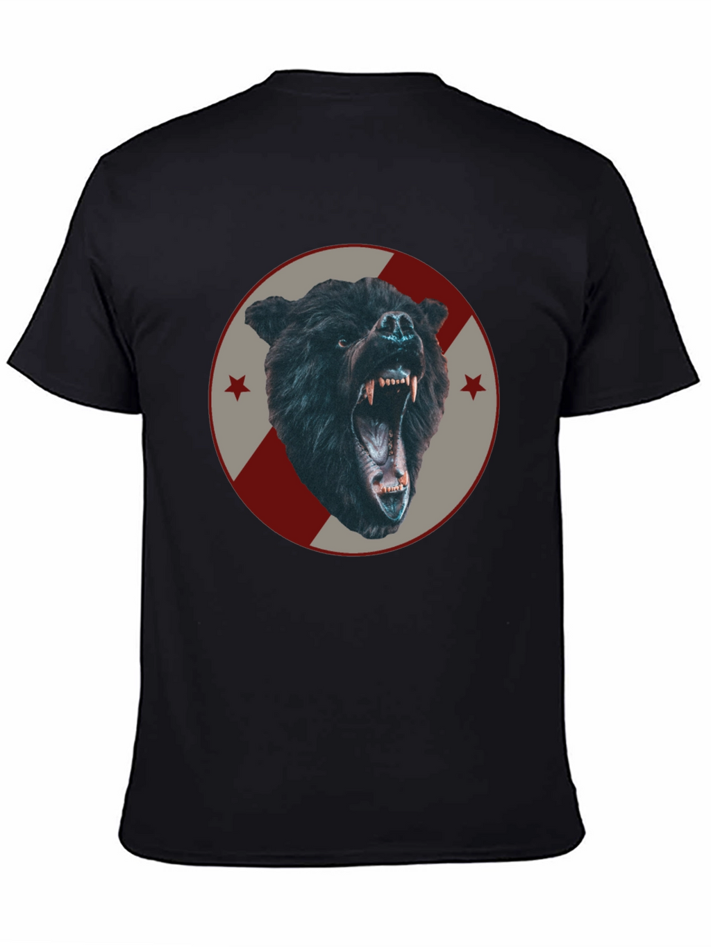Mens Black Bear Graphic Tee - Fierce Animal Design