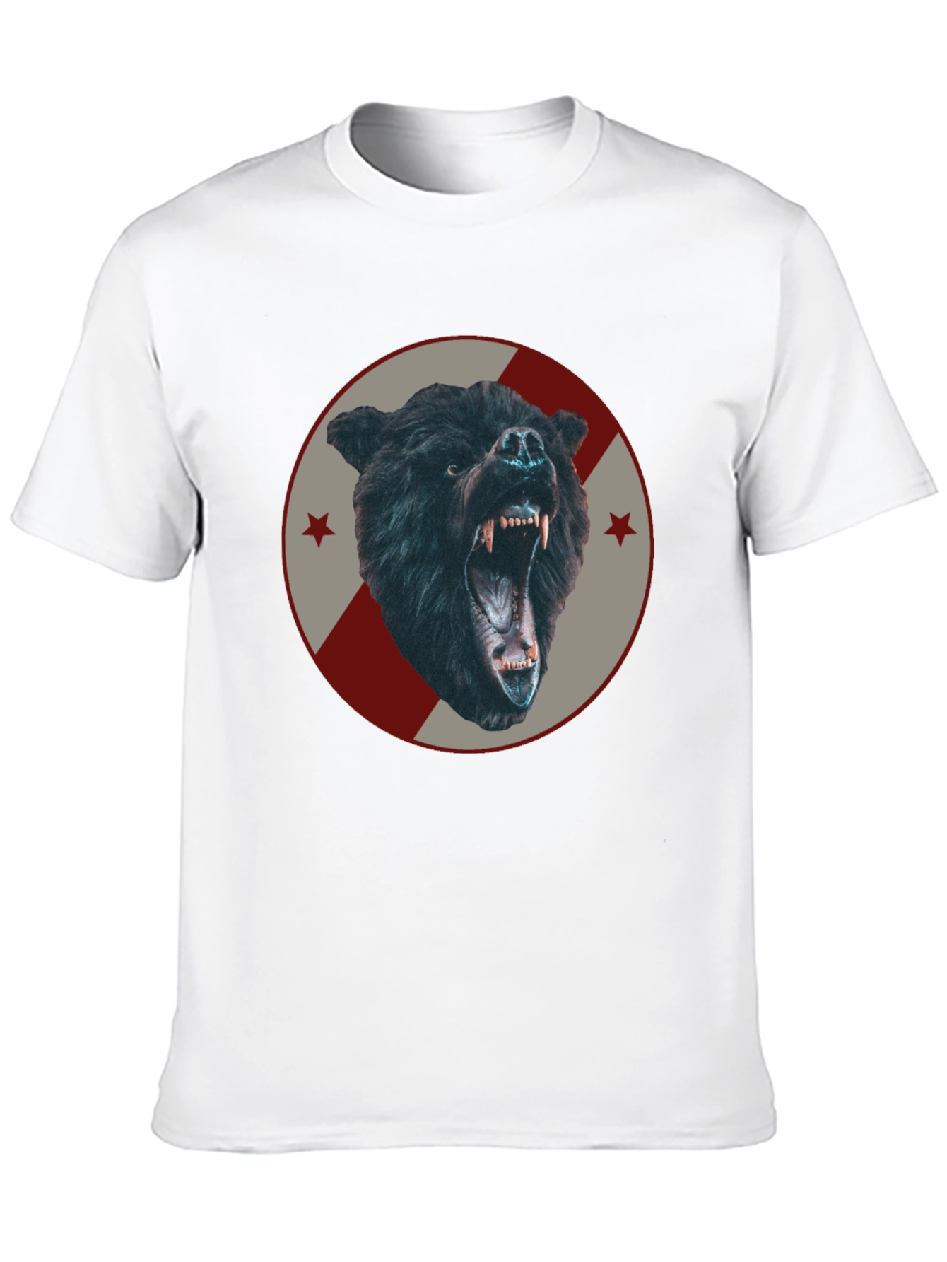 Mens Black Bear Graphic Tee - Fierce Animal Design