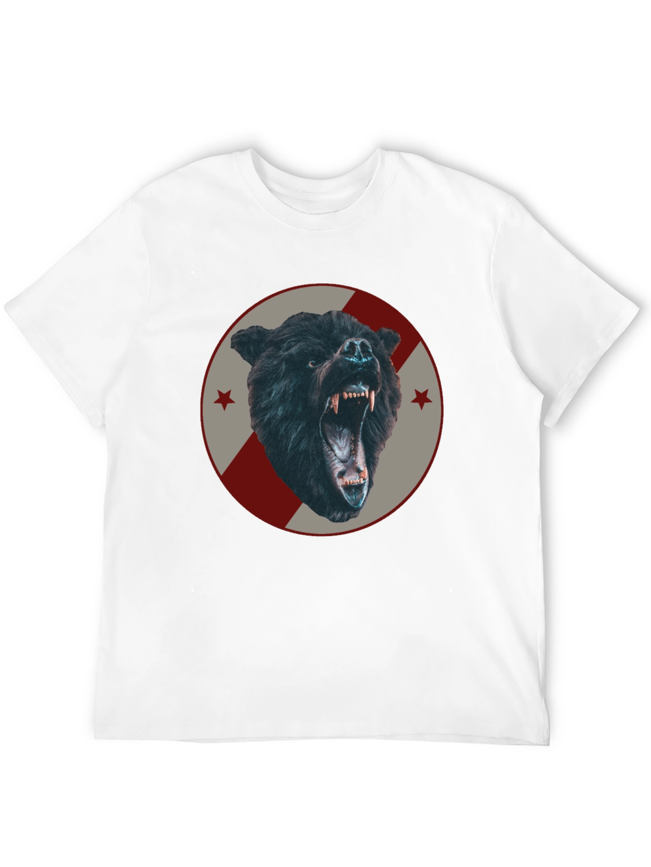 Mens Black Bear Graphic Tee - Fierce Animal Design