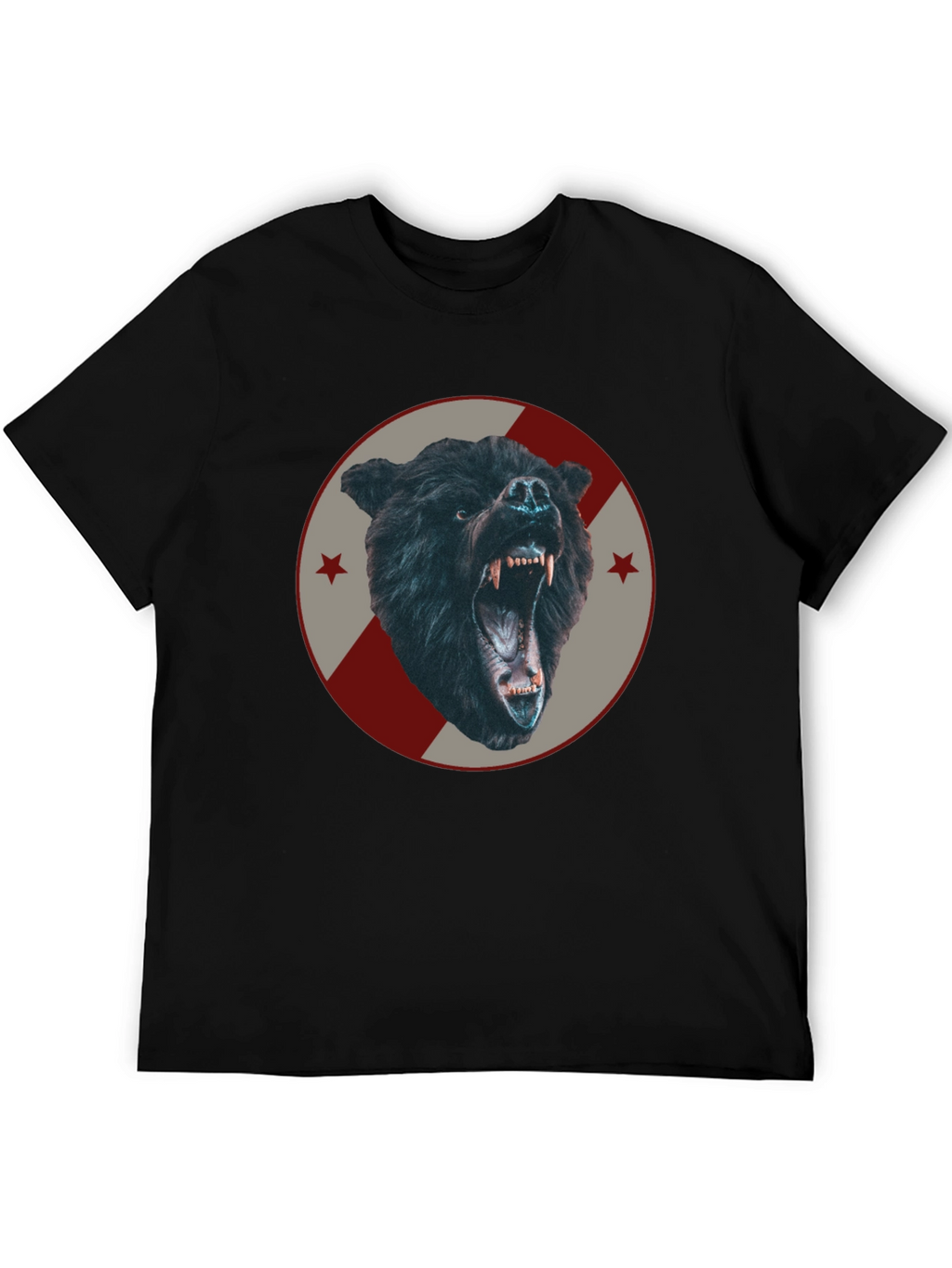 Mens Black Bear Graphic Tee - Fierce Animal Design