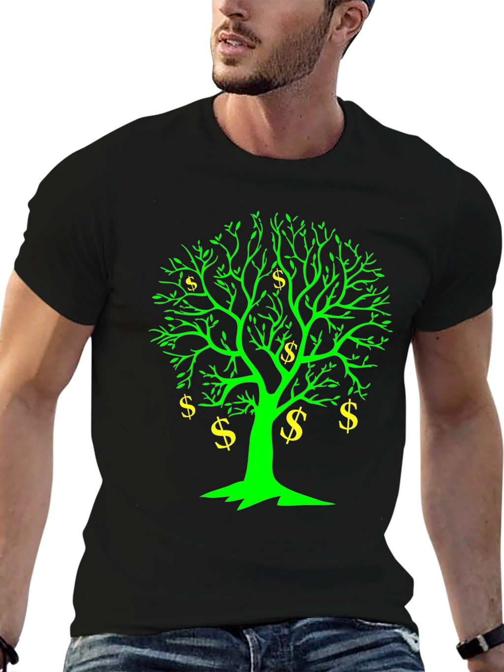 Money Tree Graphic Tee - Black Cotton