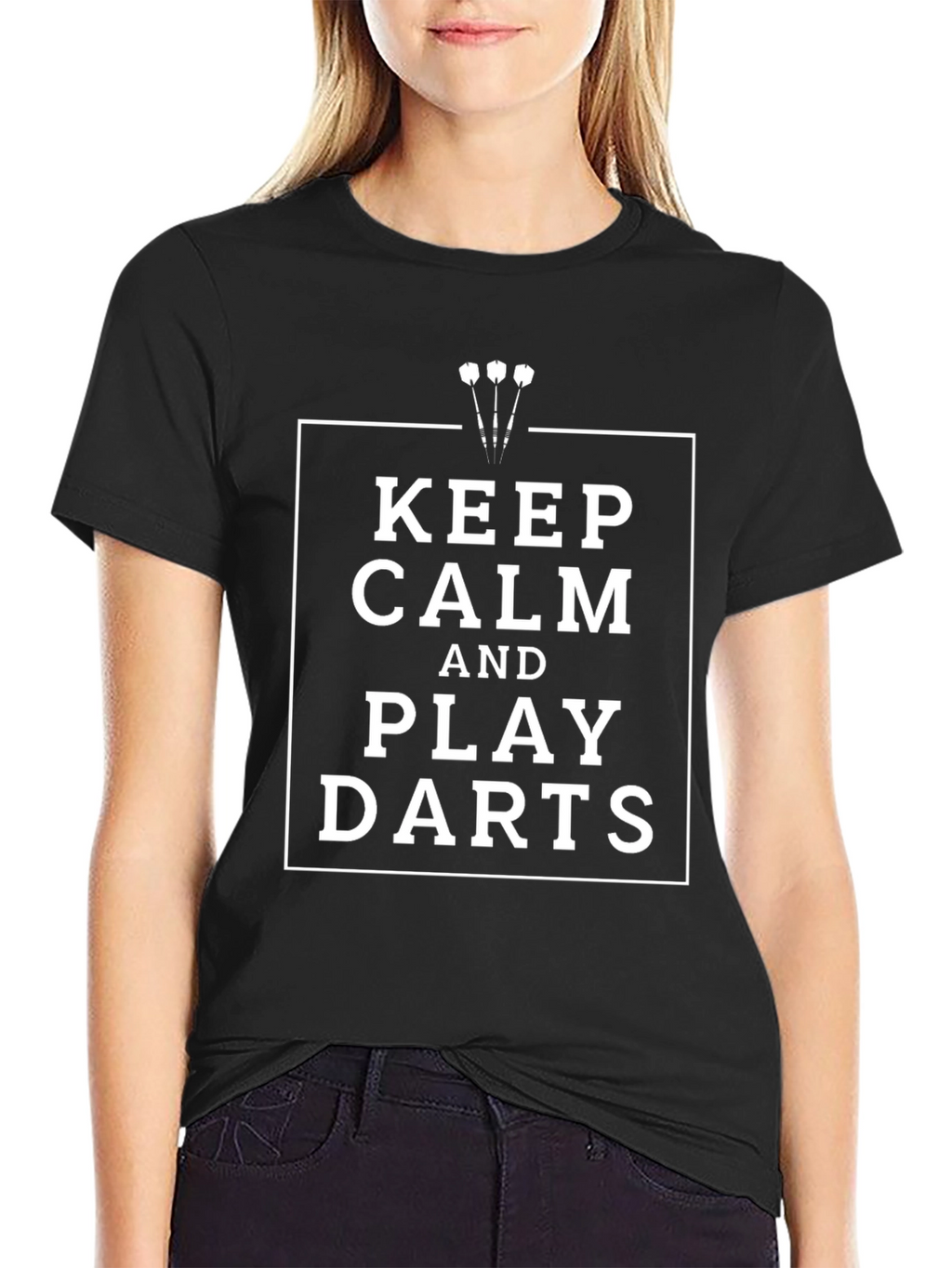 Keep Calm and Play Darts Graphic T-Shirt - Black
