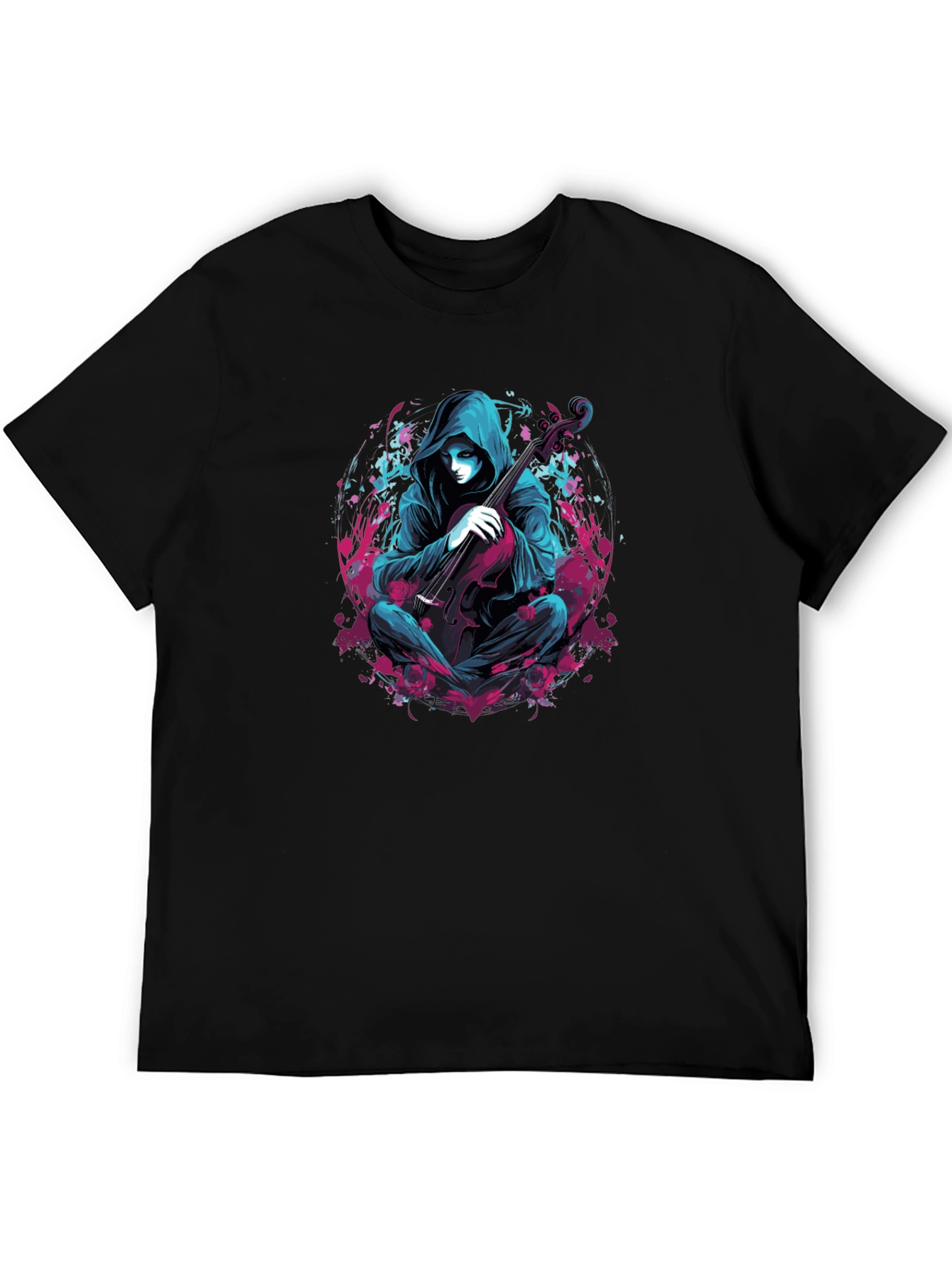 Hooded Musician Graphic Tee - Darkwave Style