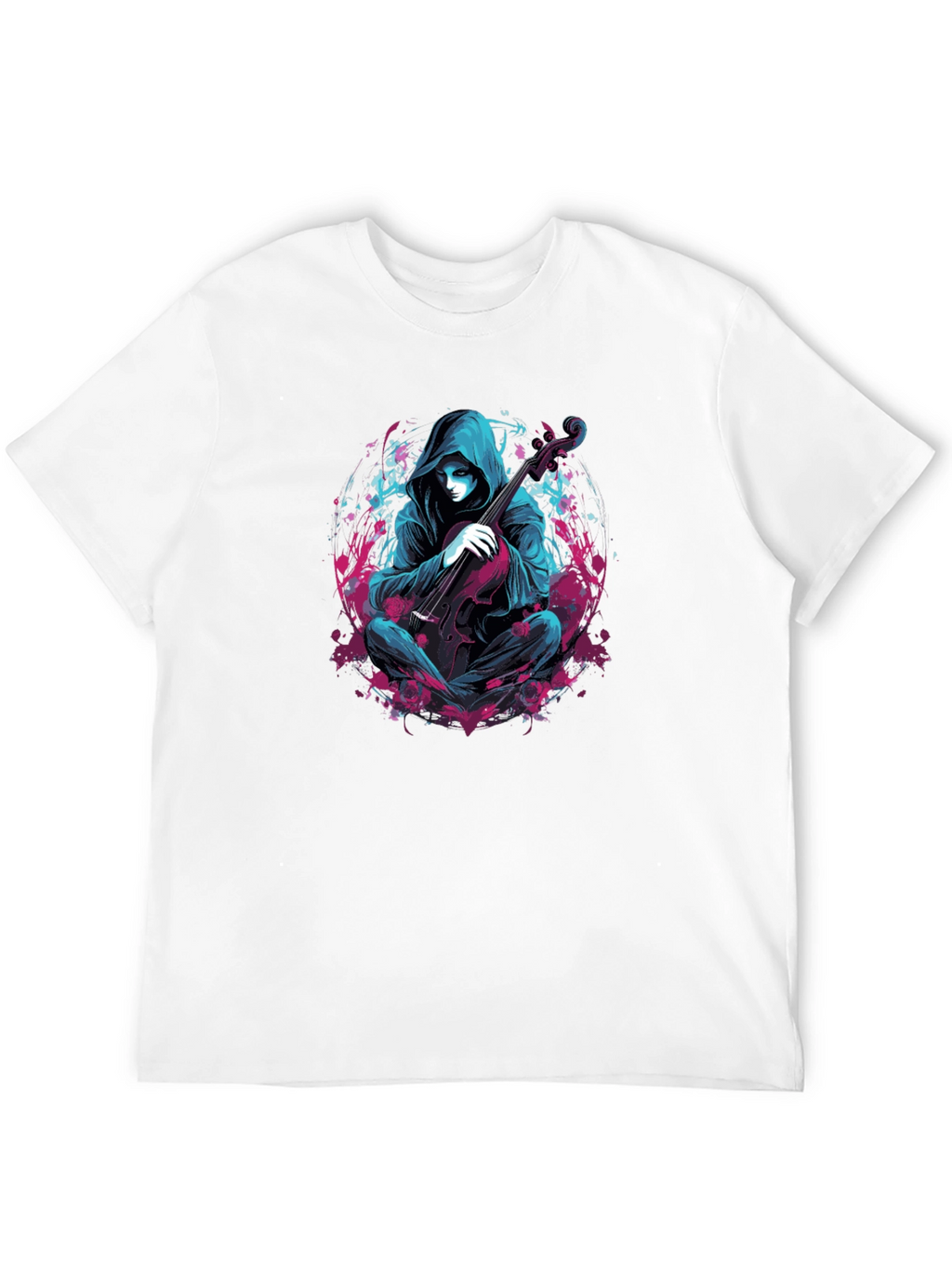 Hooded Musician Graphic Tee - Darkwave Style