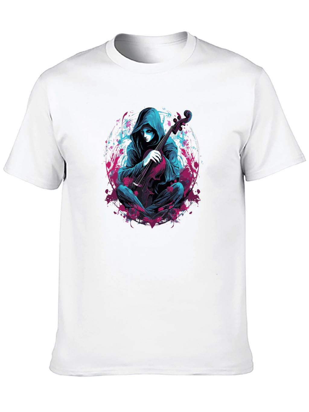 Hooded Musician Graphic Tee - Darkwave Style