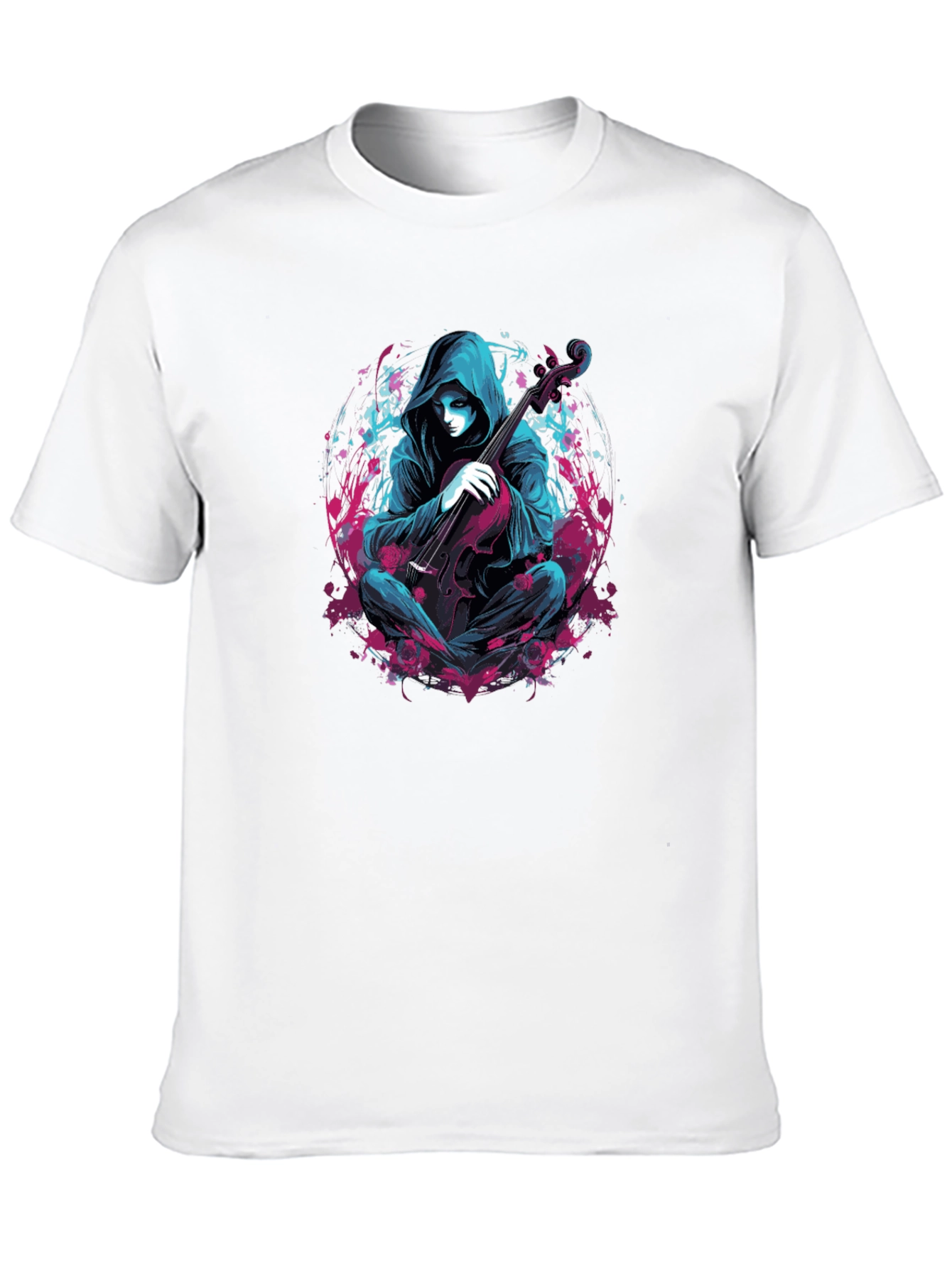 Hooded Musician Graphic Tee - Darkwave Style